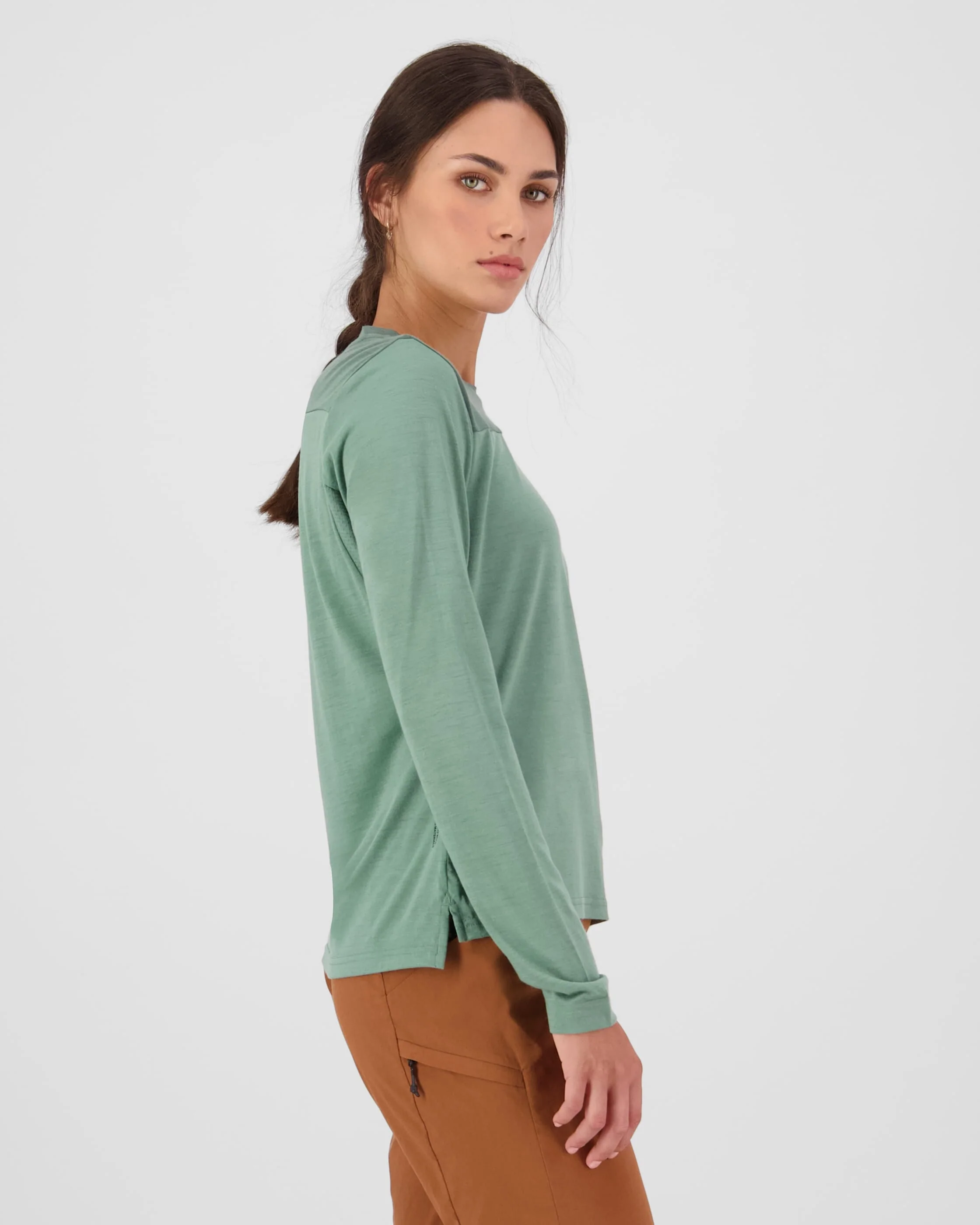 Diversion Merino Bike Jersey Long Sleeve - Thyme / Cypress | Women's Bike Jersey - Image 3