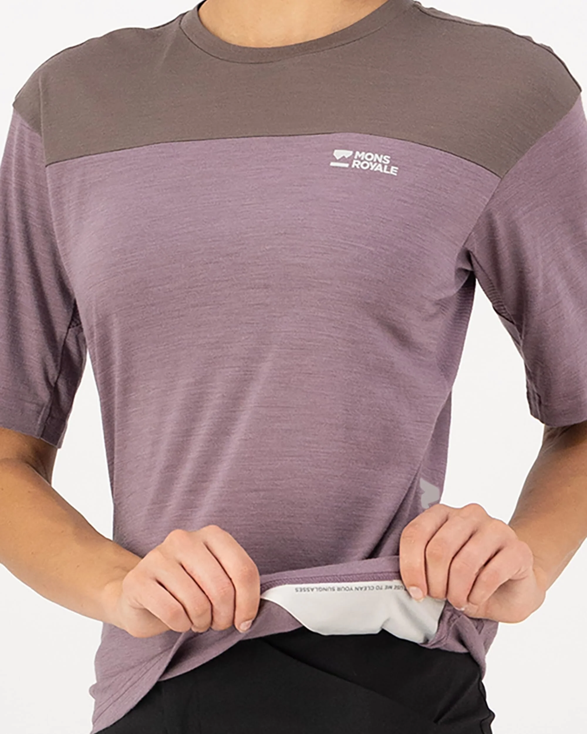 Diversion Merino Bike Jersey Short Sleeve - Mauve / Iron - Image 3