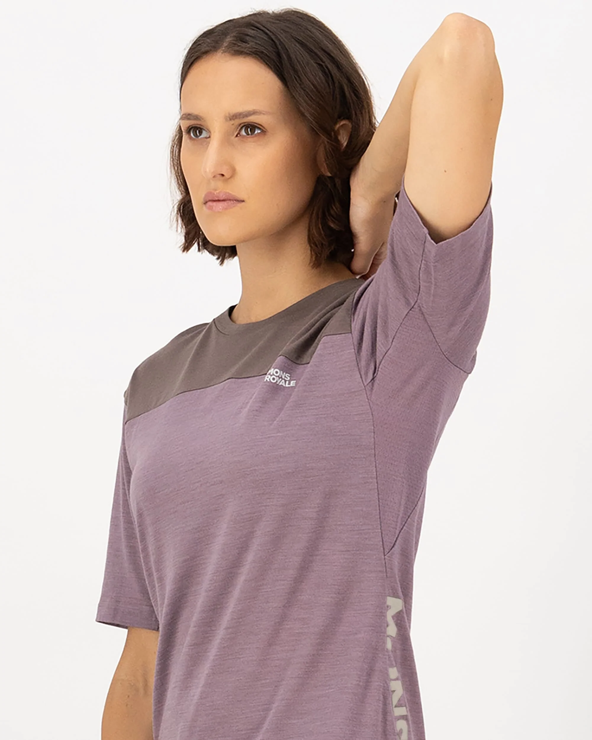 Diversion Merino Bike Jersey Short Sleeve - Mauve / Iron - Image 4
