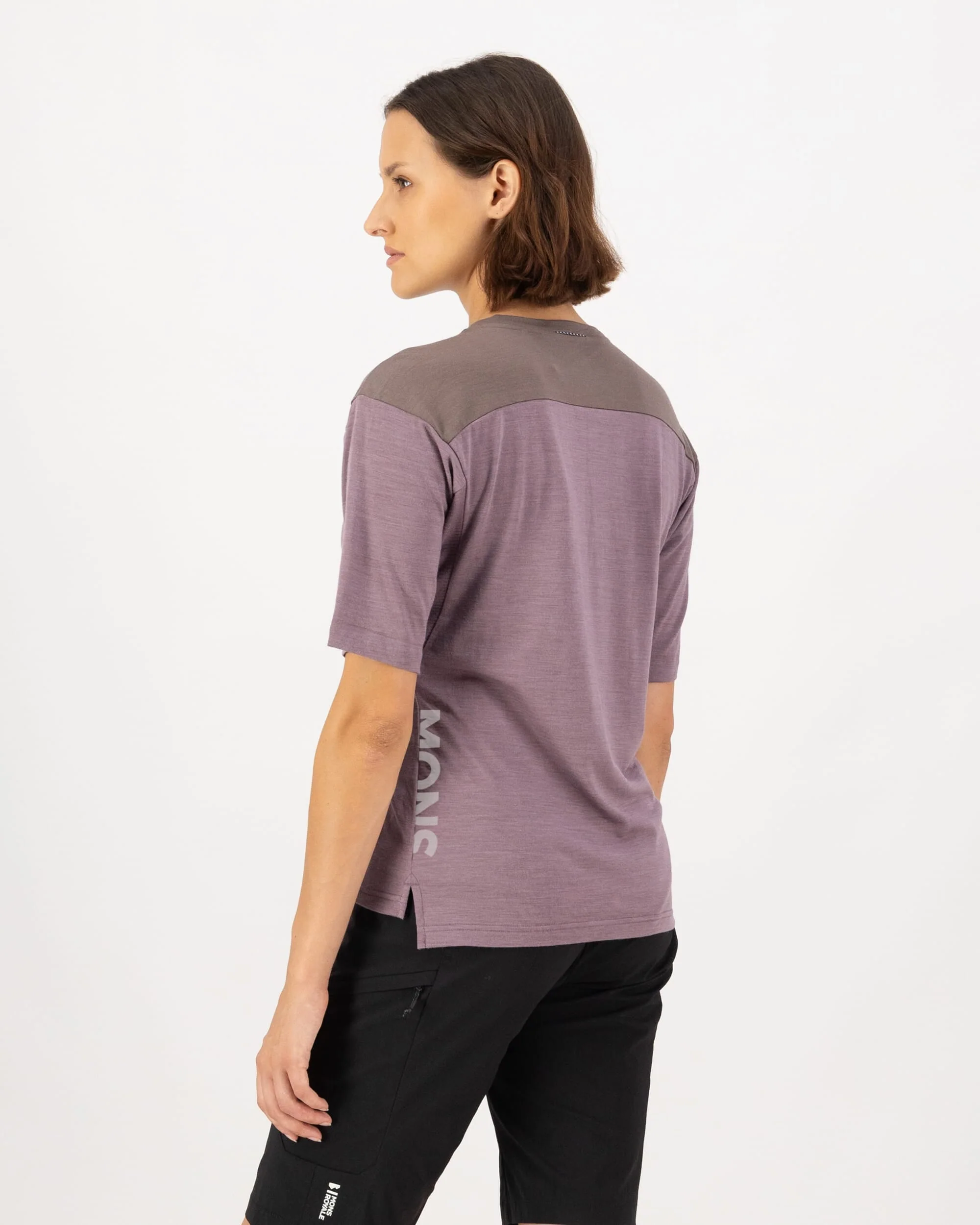 Diversion Merino Bike Jersey Short Sleeve - Mauve / Iron - Image 5