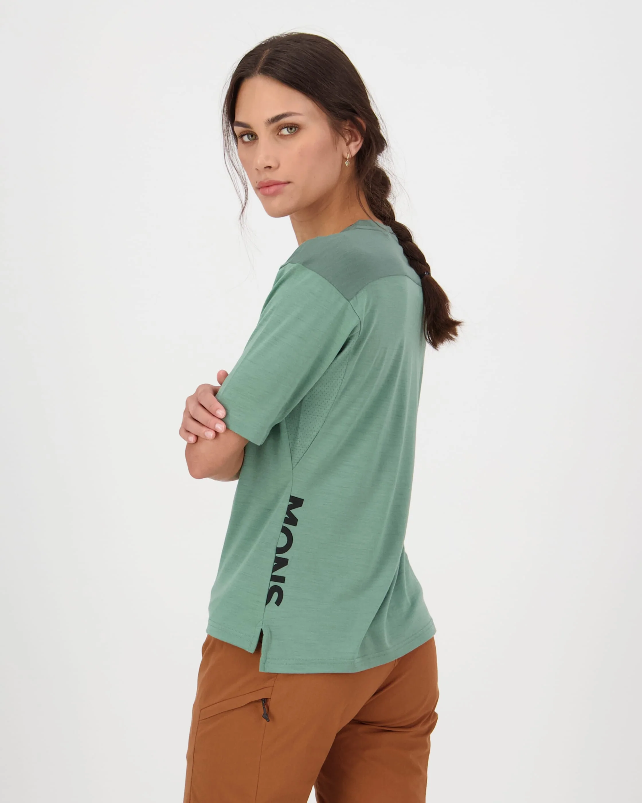 Diversion Merino Bike Jersey Short Sleeve - Thyme / Cypress | Women's Bike Jersey - Image 2