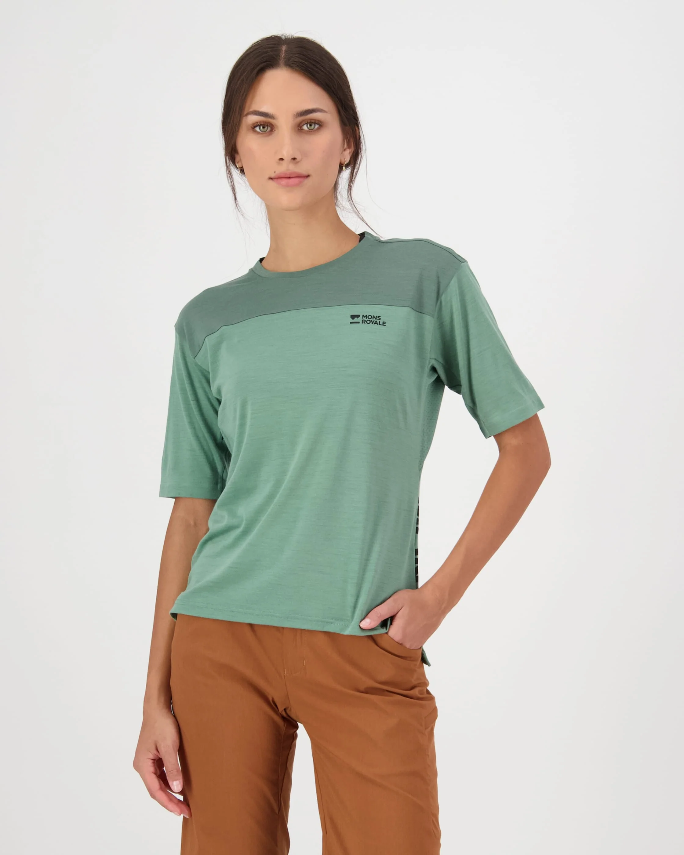 Diversion Merino Bike Jersey Short Sleeve - Thyme / Cypress | Women's Bike Jersey - Image 3
