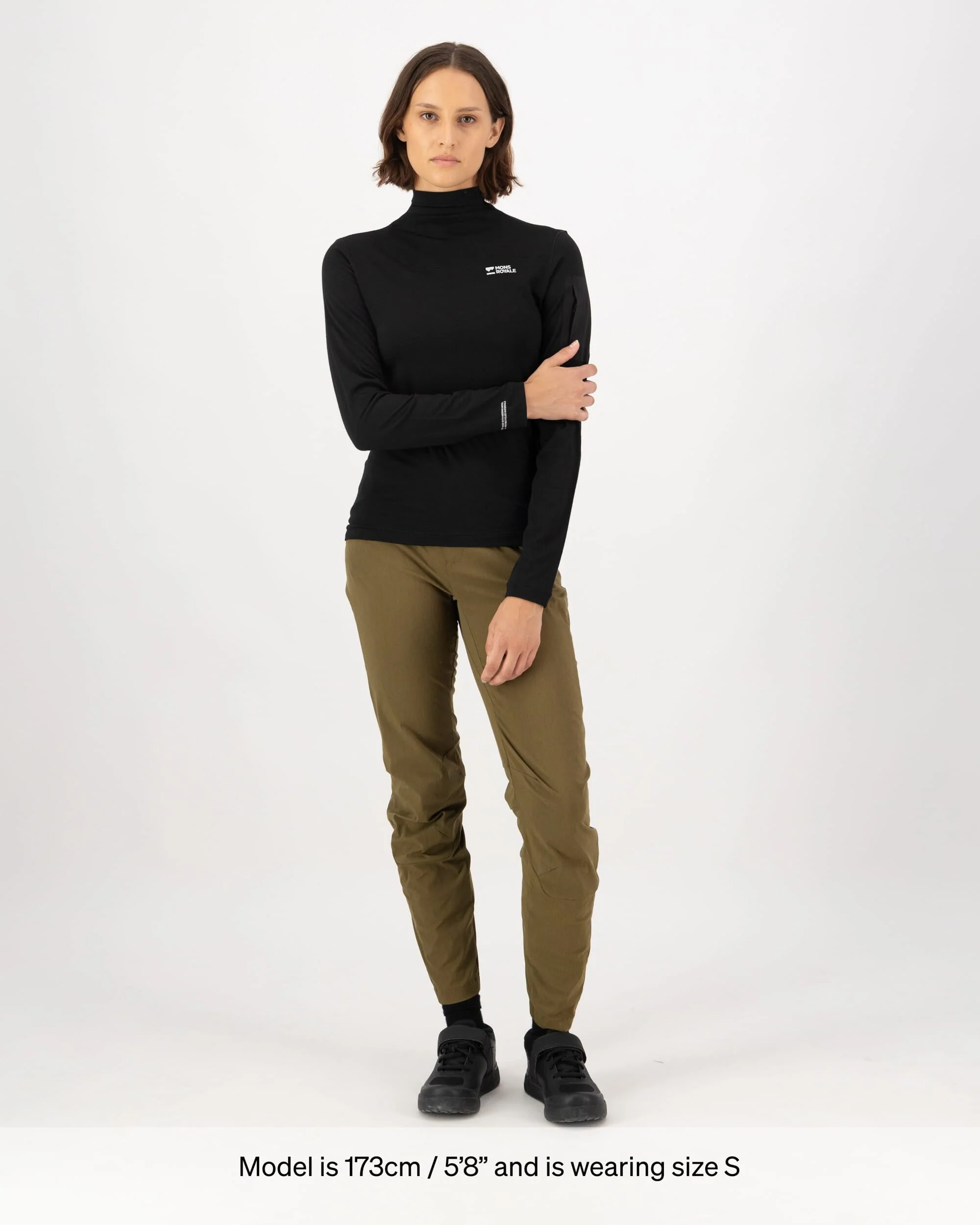 Diversion Merino Mock Neck Long Sleeve - Black | Women's Bike Jersey - Image 7