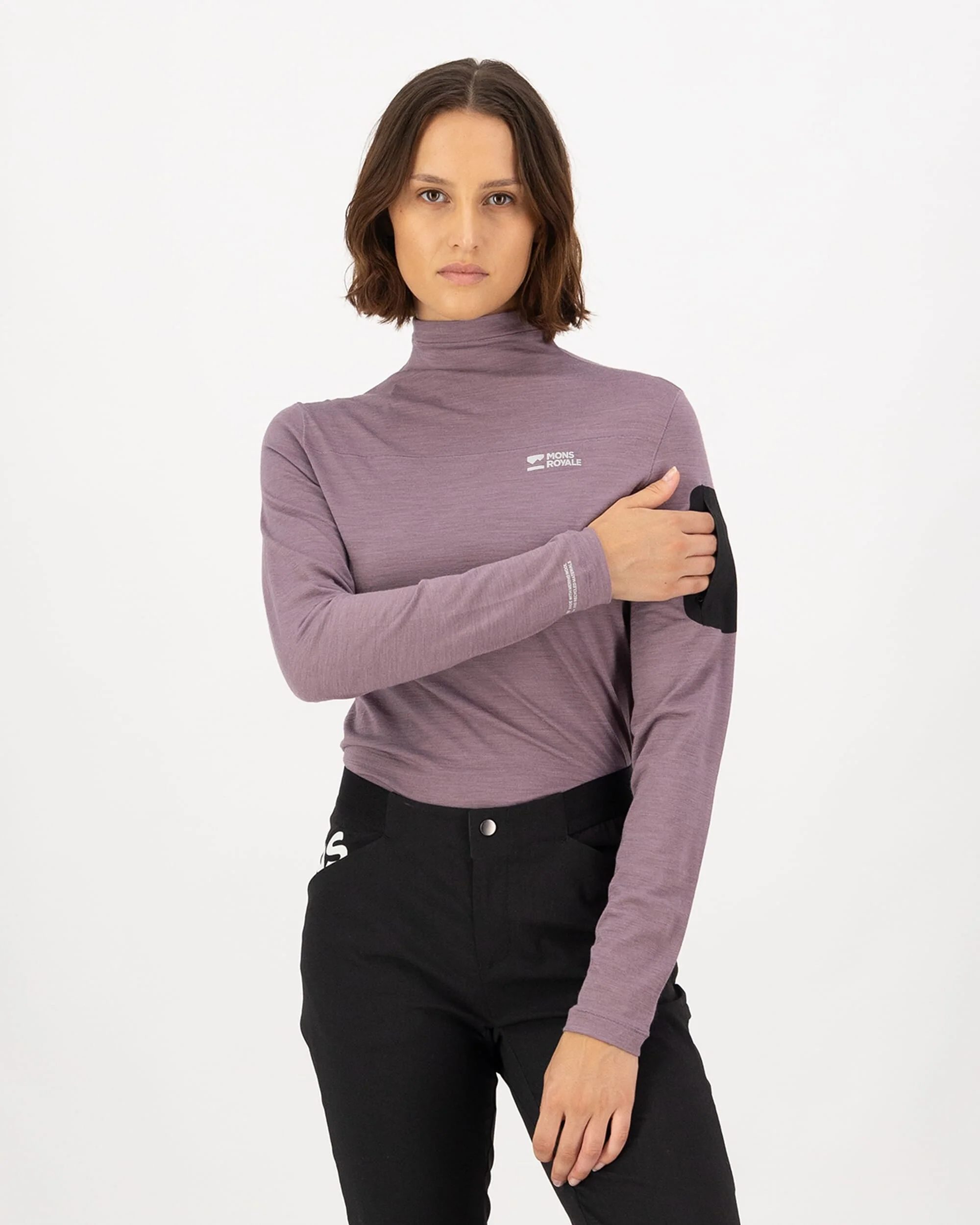 Diversion Merino Mock Neck Long Sleeve - Mauve - Image 3