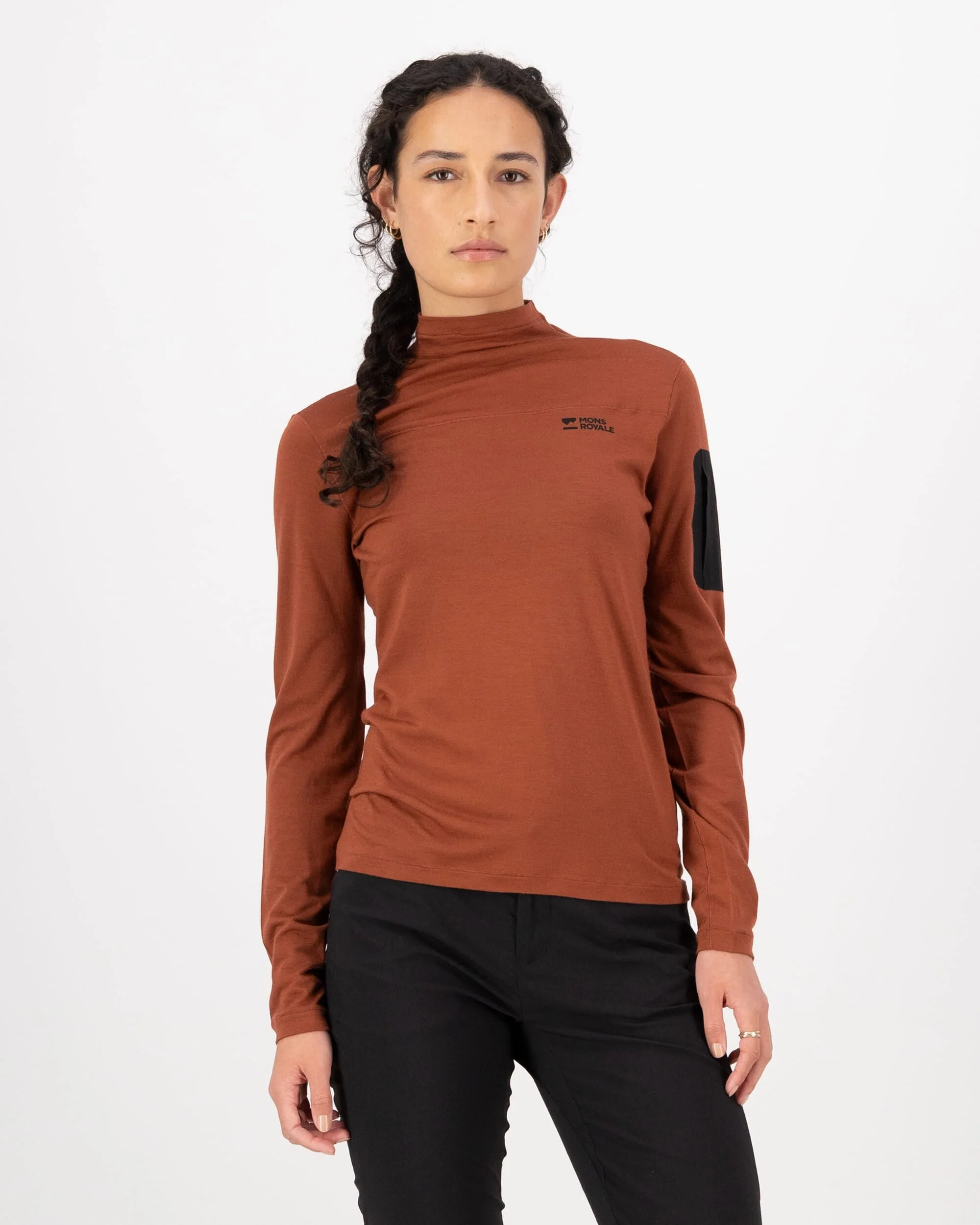 Diversion Merino Mock Neck Long Sleeve - Sienna | Women's Bike Jersey