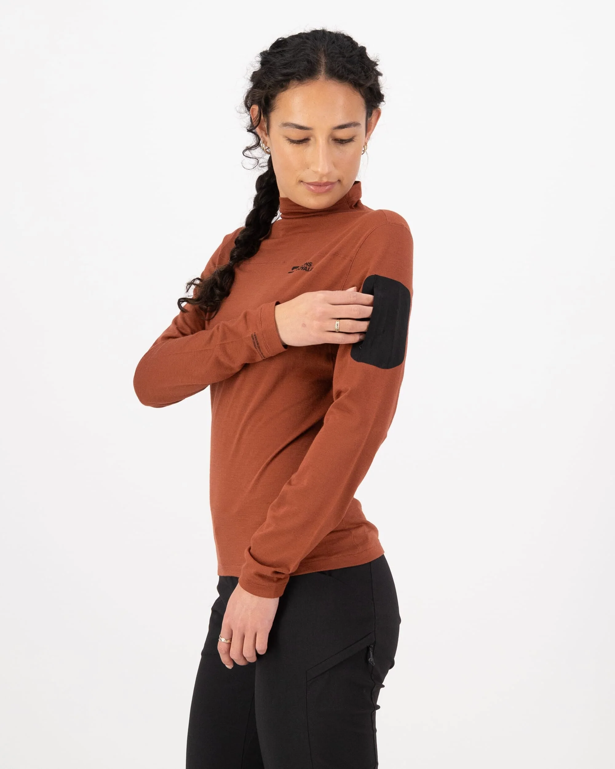 Diversion Merino Mock Neck Long Sleeve - Sienna | Women's Bike Jersey - Image 3