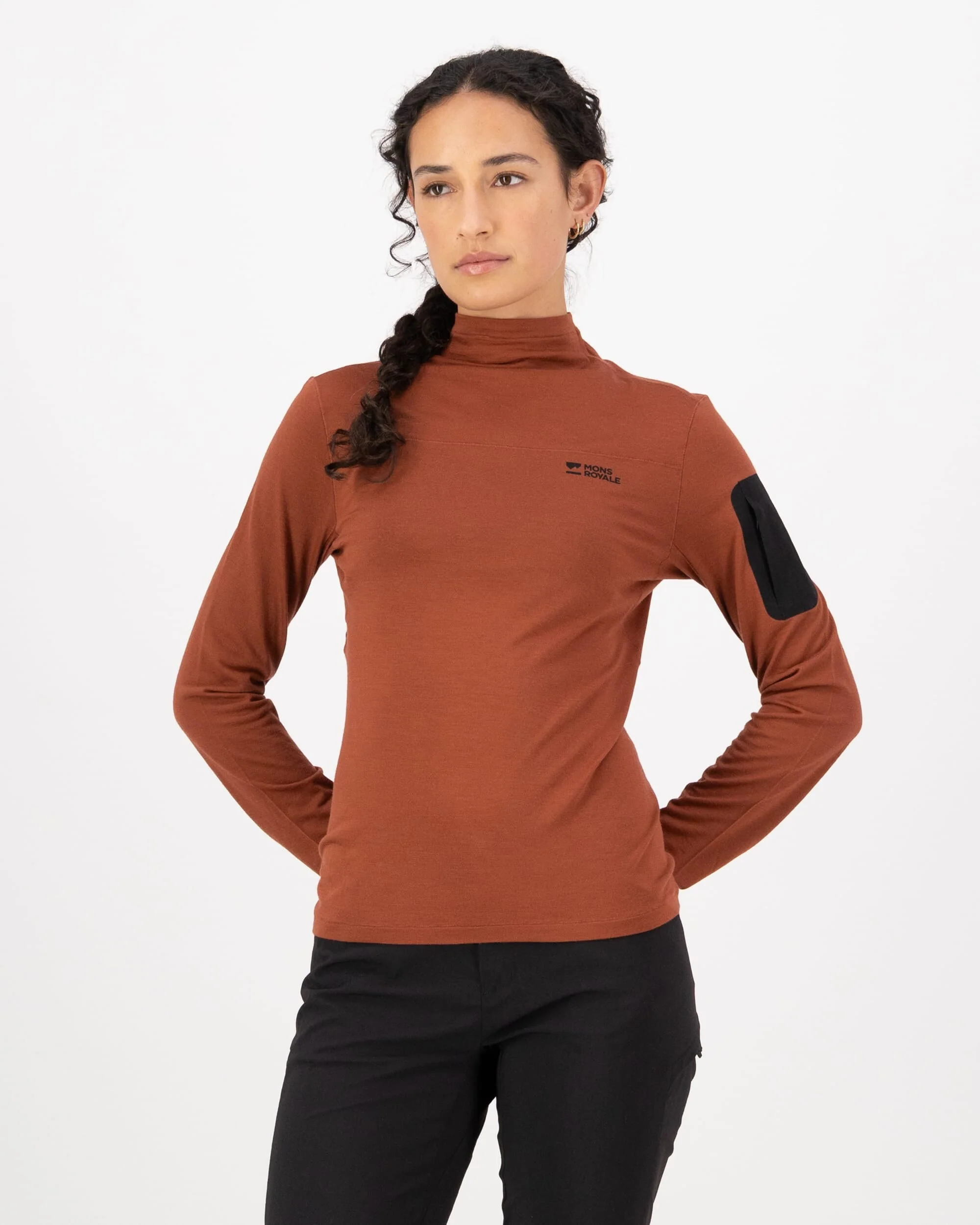 Diversion Merino Mock Neck Long Sleeve - Sienna | Women's Bike Jersey - Image 4
