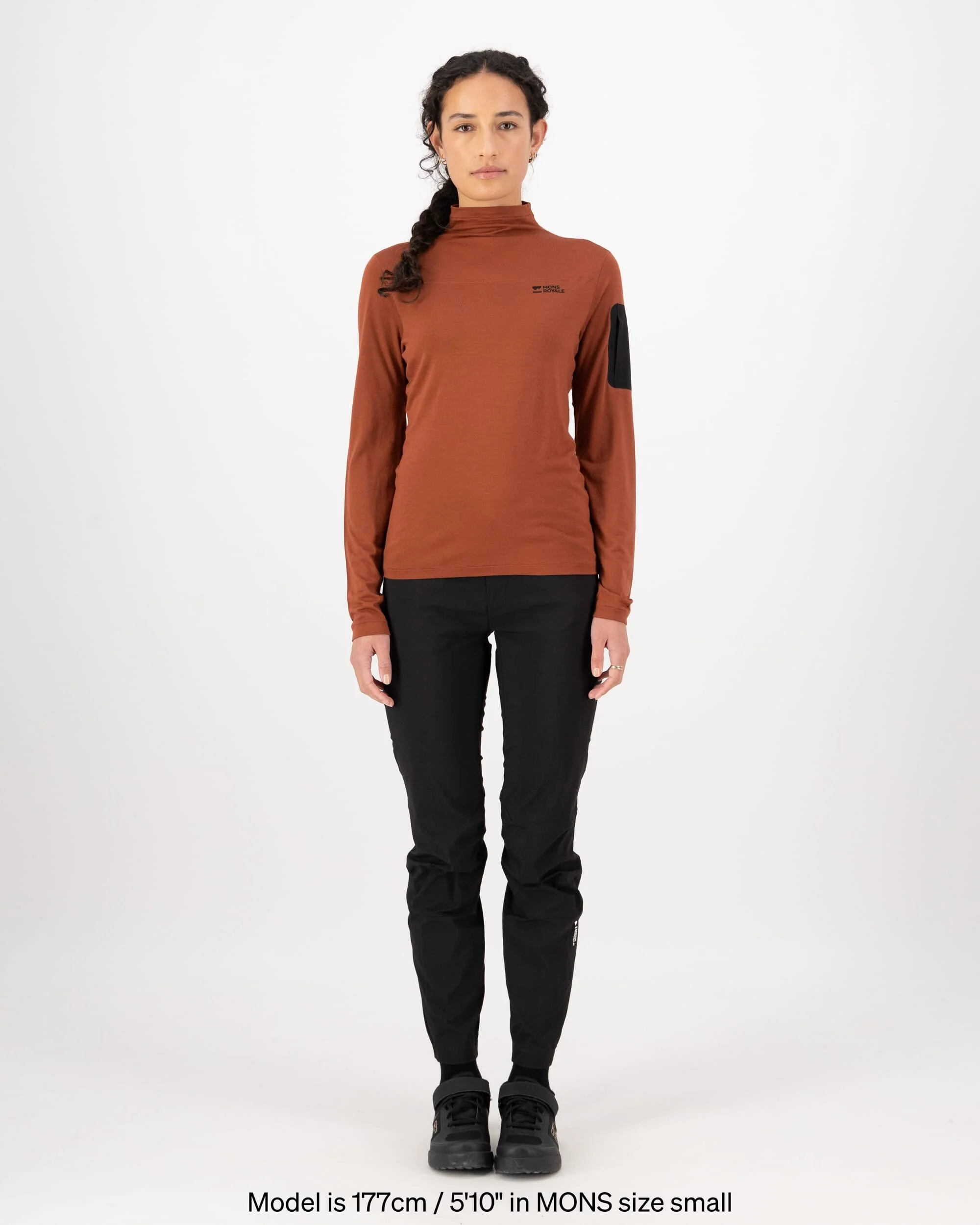 Diversion Merino Mock Neck Long Sleeve - Sienna | Women's Bike Jersey - Image 5