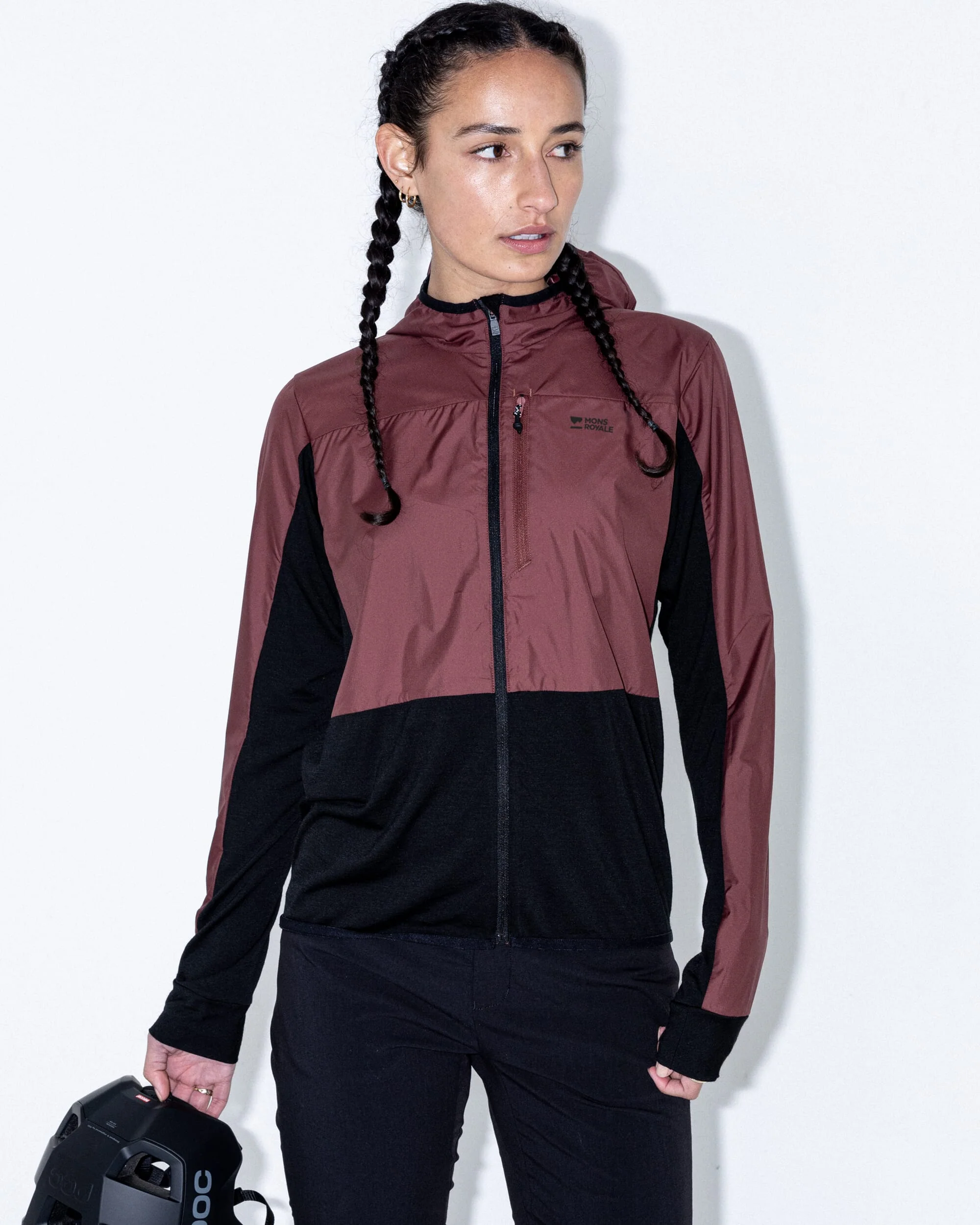 Diversion Merino Wind Jacket - Coffee / Black | Women's Jacket - Image 9