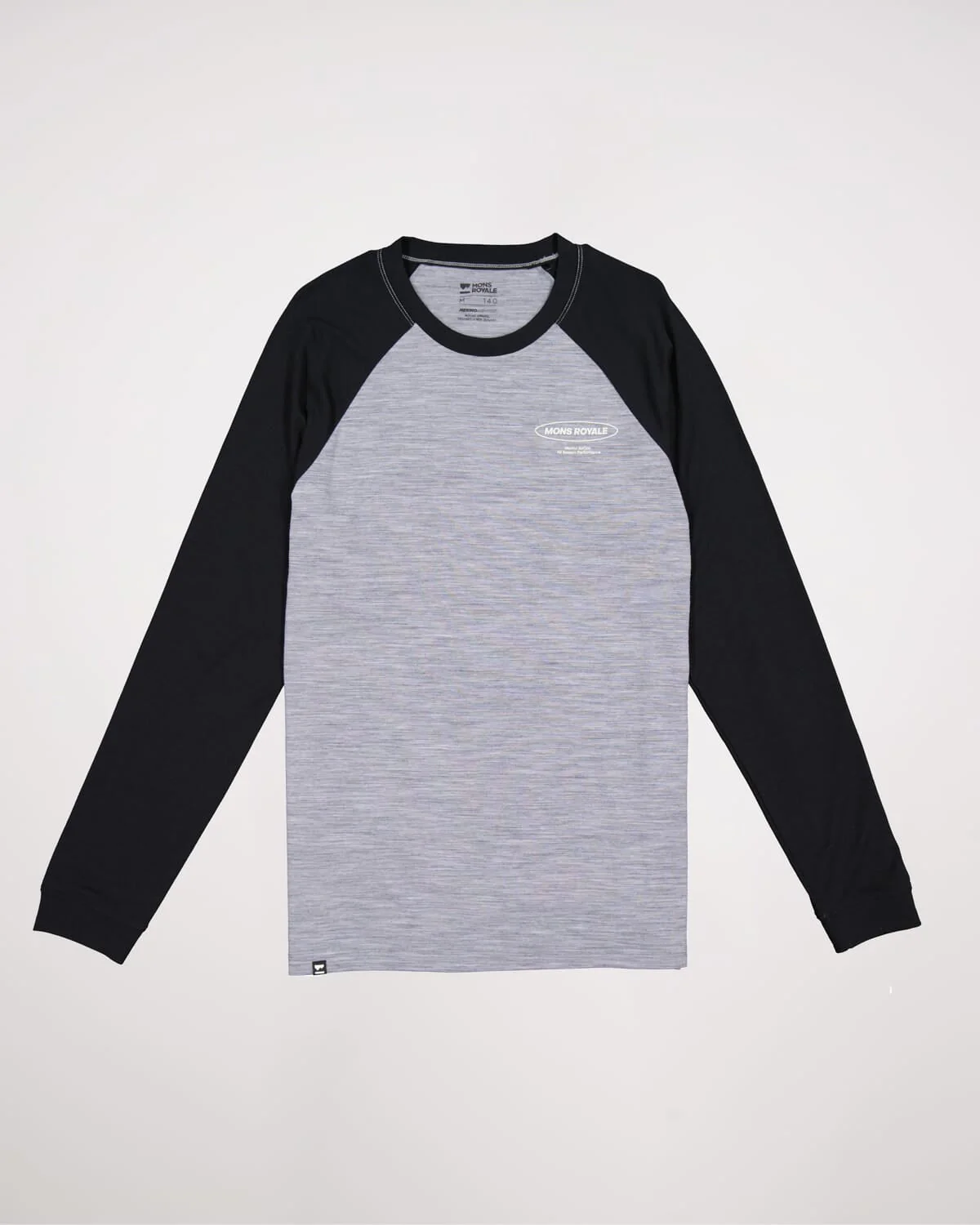 Icon Merino Raglan Long Sleeve - Grey Heather / Black | Men's Long Sleeve Top - Image 5