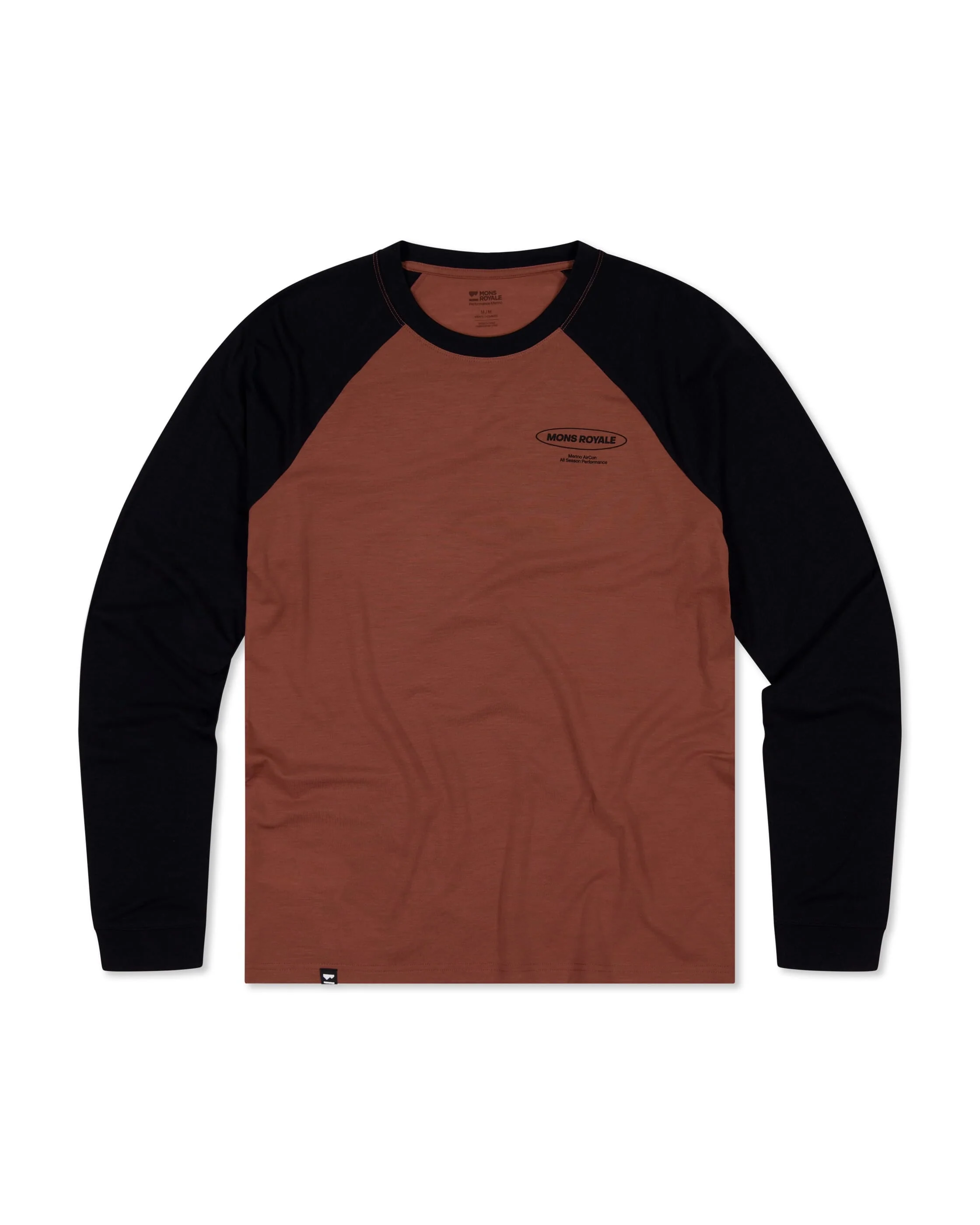 Icon Merino Raglan Long Sleeve - Cinnamon / Black | Men's Long Sleeve Top - Image 4