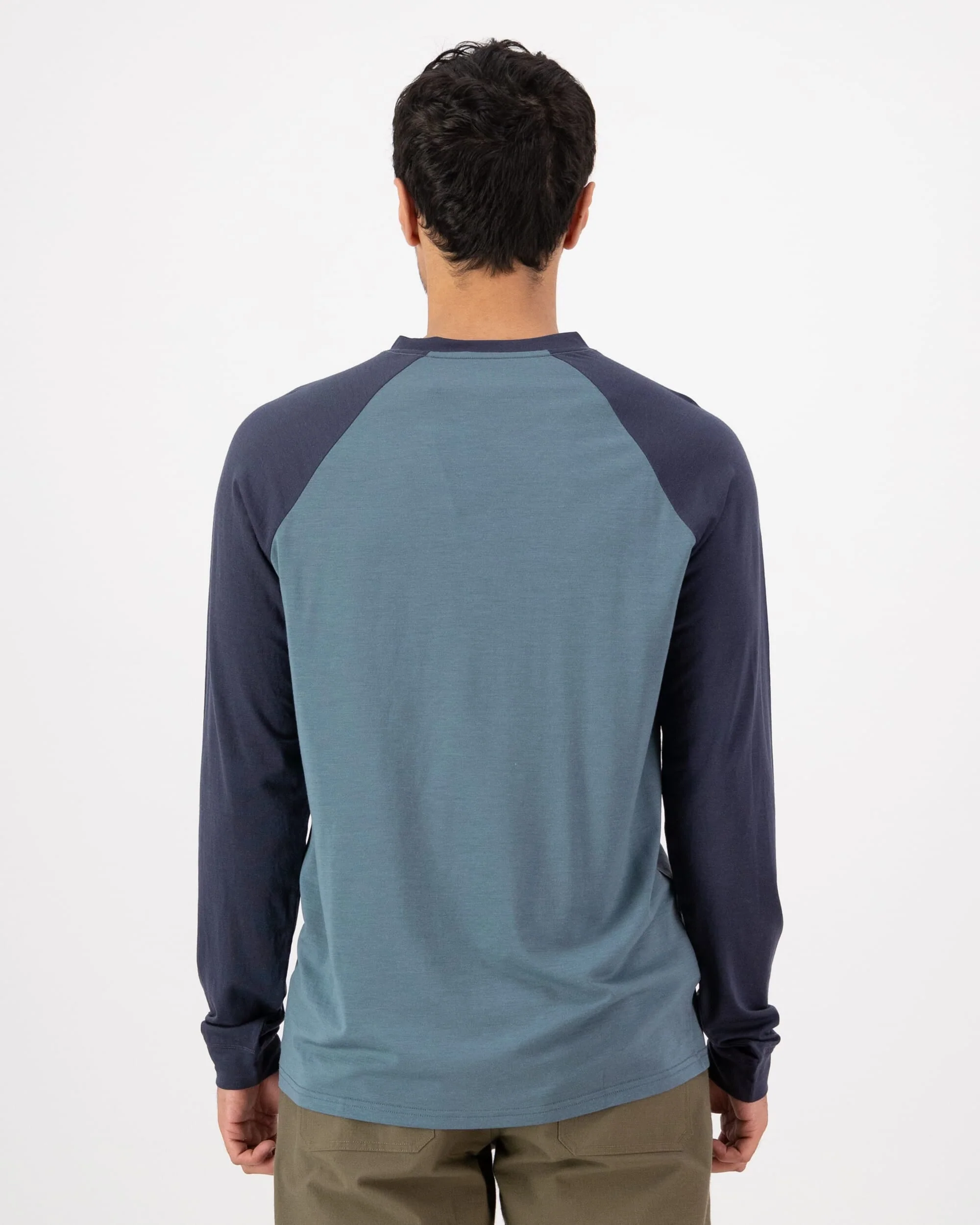 Icon Merino Raglan Long Sleeve - Goblin Blue / Midnight | Men's Long Sleeve Top - Image 2
