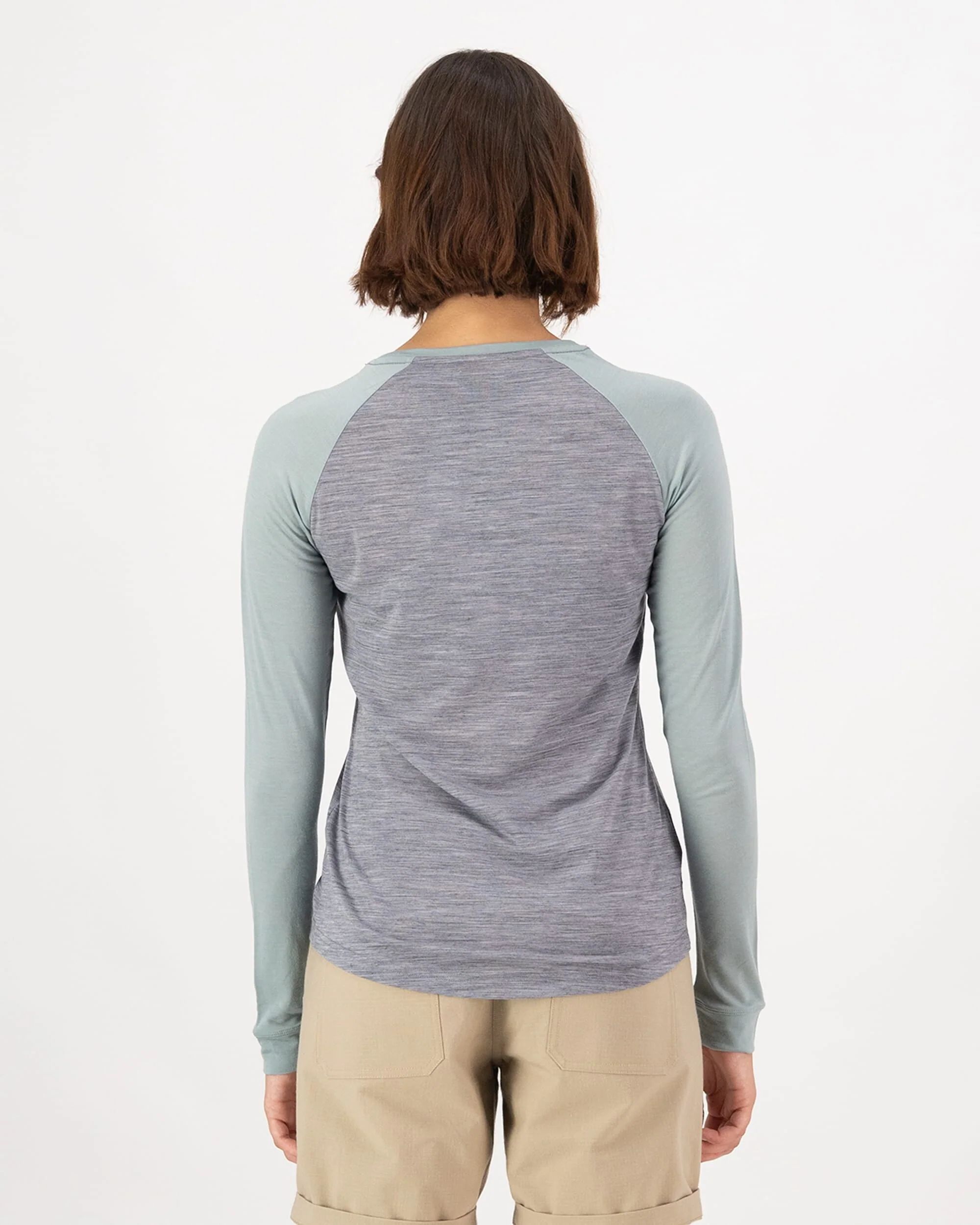 Icon Merino Raglan Long Sleeve - Grey Heather / Dew - Image 2
