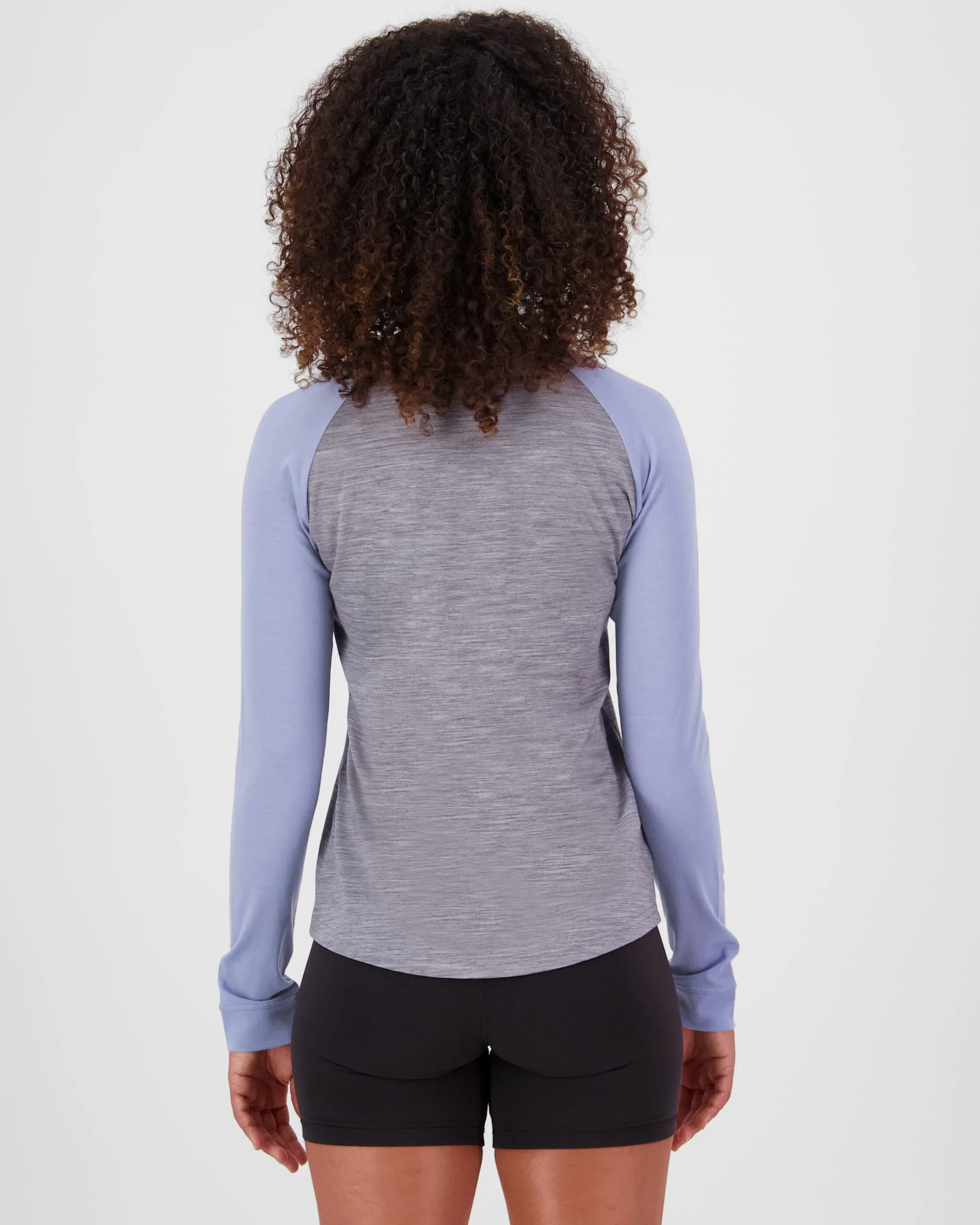 Icon Merino Raglan Long Sleeve - Grey Heather / Skyline | Women's Long Sleeve Top - Image 2