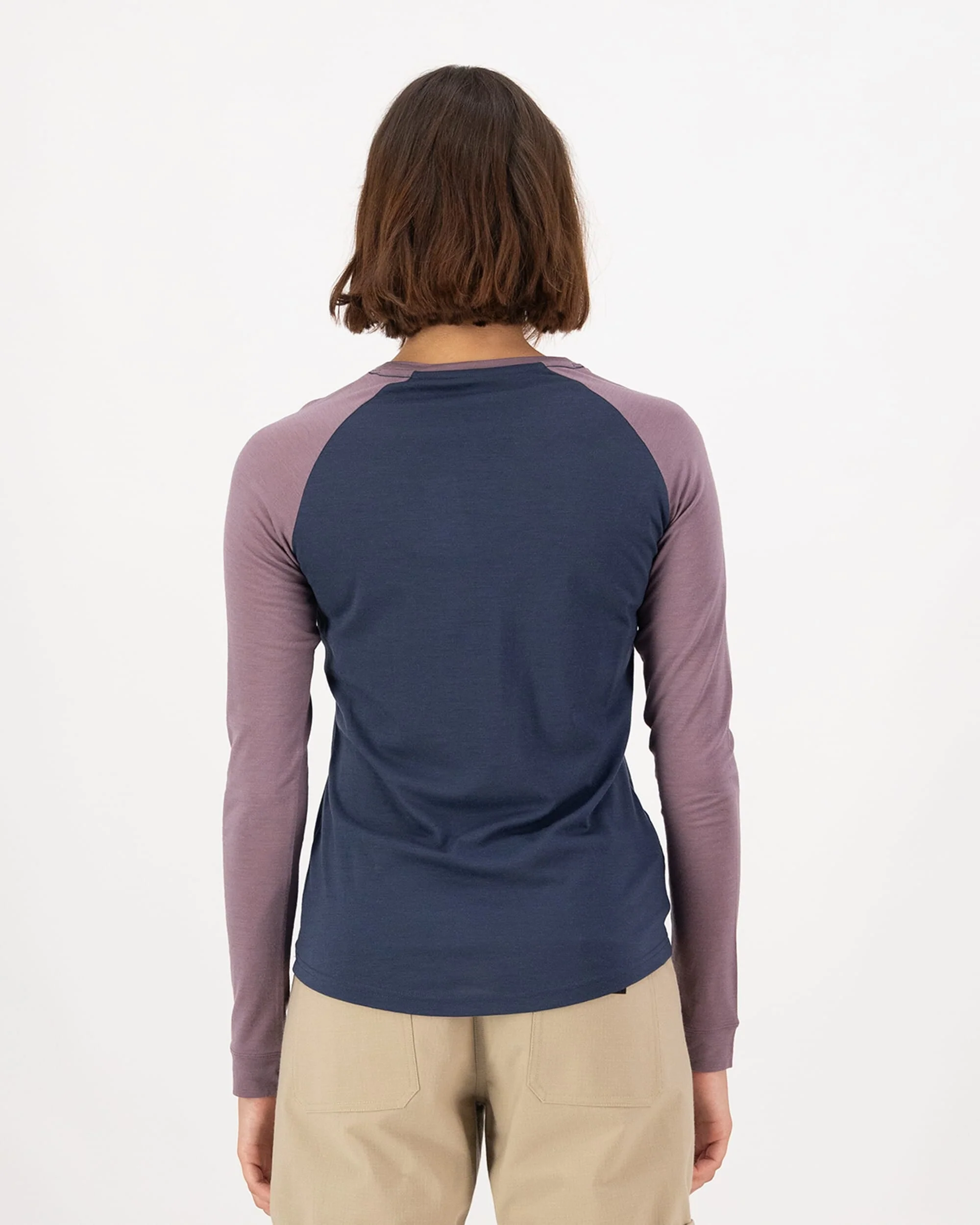 Icon Merino Raglan Long Sleeve - Midnight / Mauve - Image 2