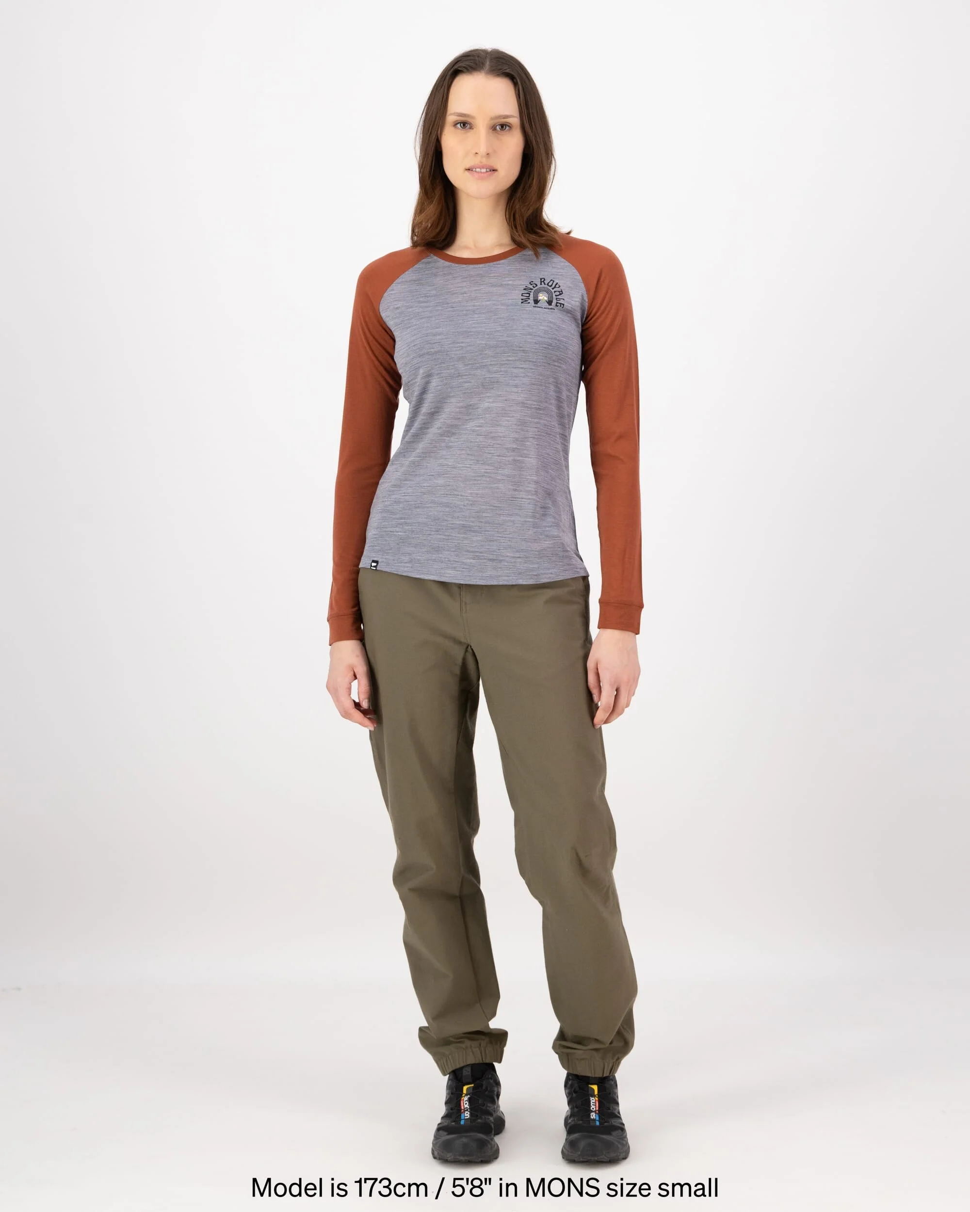 Icon Merino Raglan Long Sleeve - Sienna / Grey Heather | Women's Long Sleeve Top - Image 3