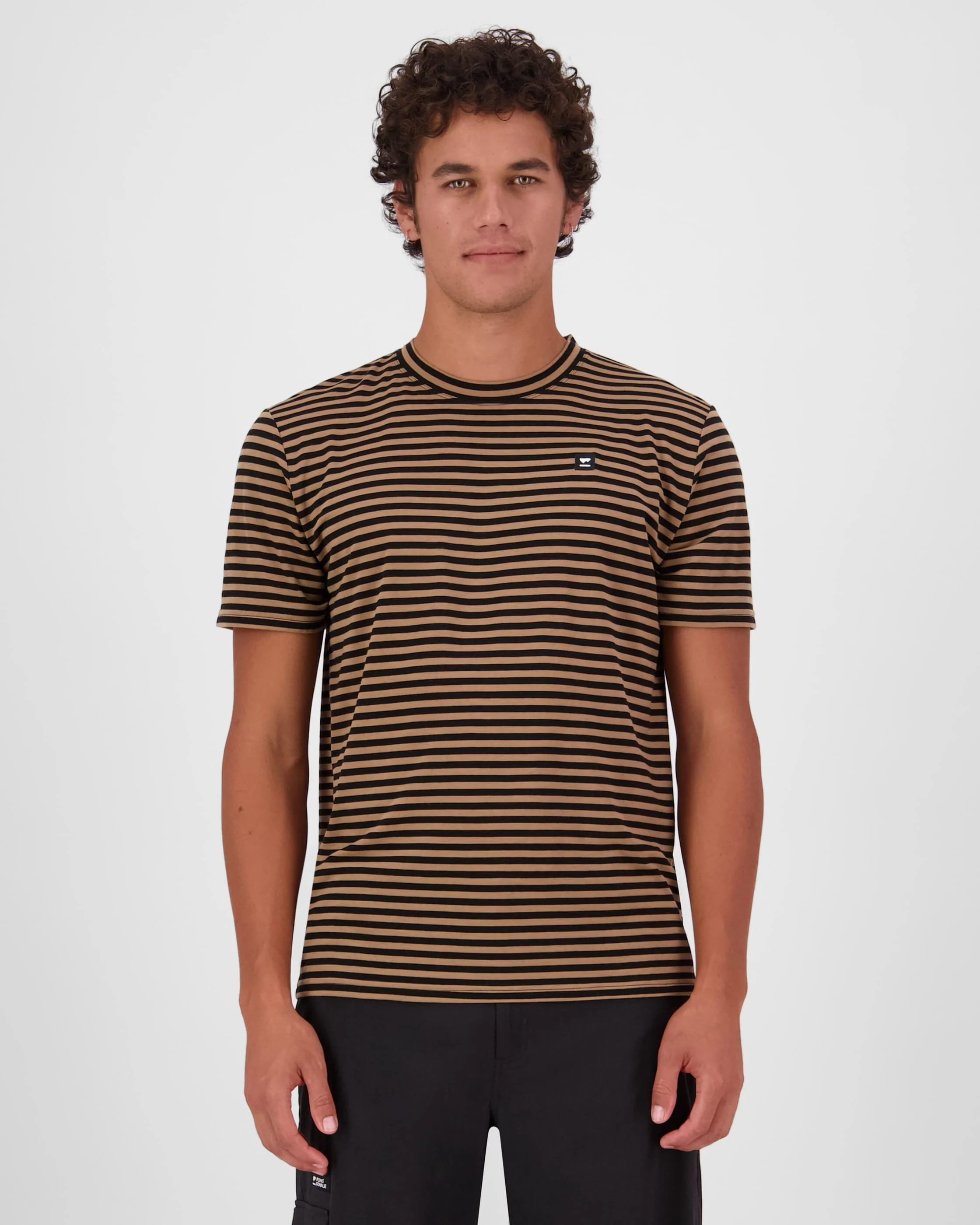 Icon Merino T-Shirt - Stripe Toffee | Men's T-Shirt