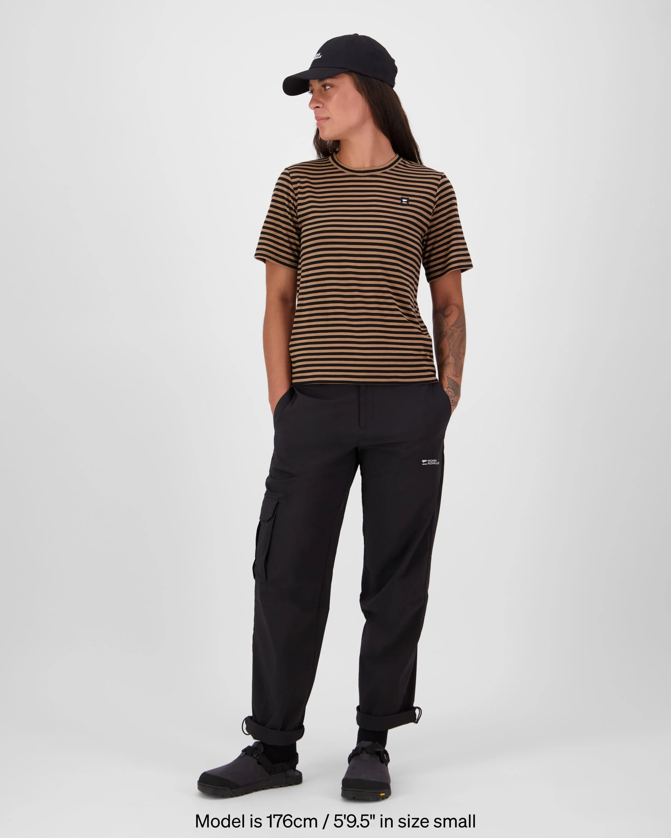 Icon Merino T-Shirt - Stripe Toffee | Women's T-Shirt - Image 3