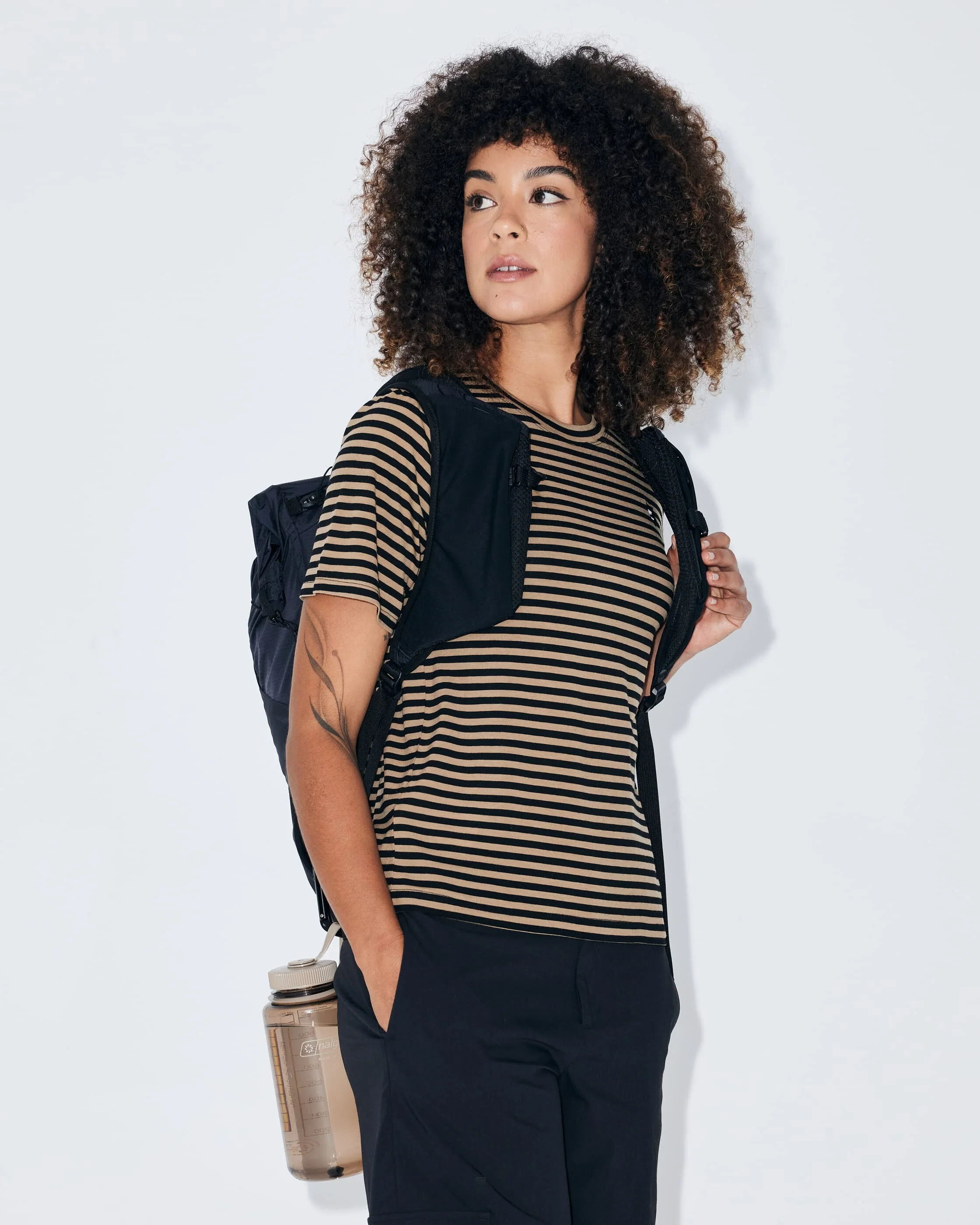 Icon Merino T-Shirt - Stripe Toffee | Women's T-Shirt - Image 5