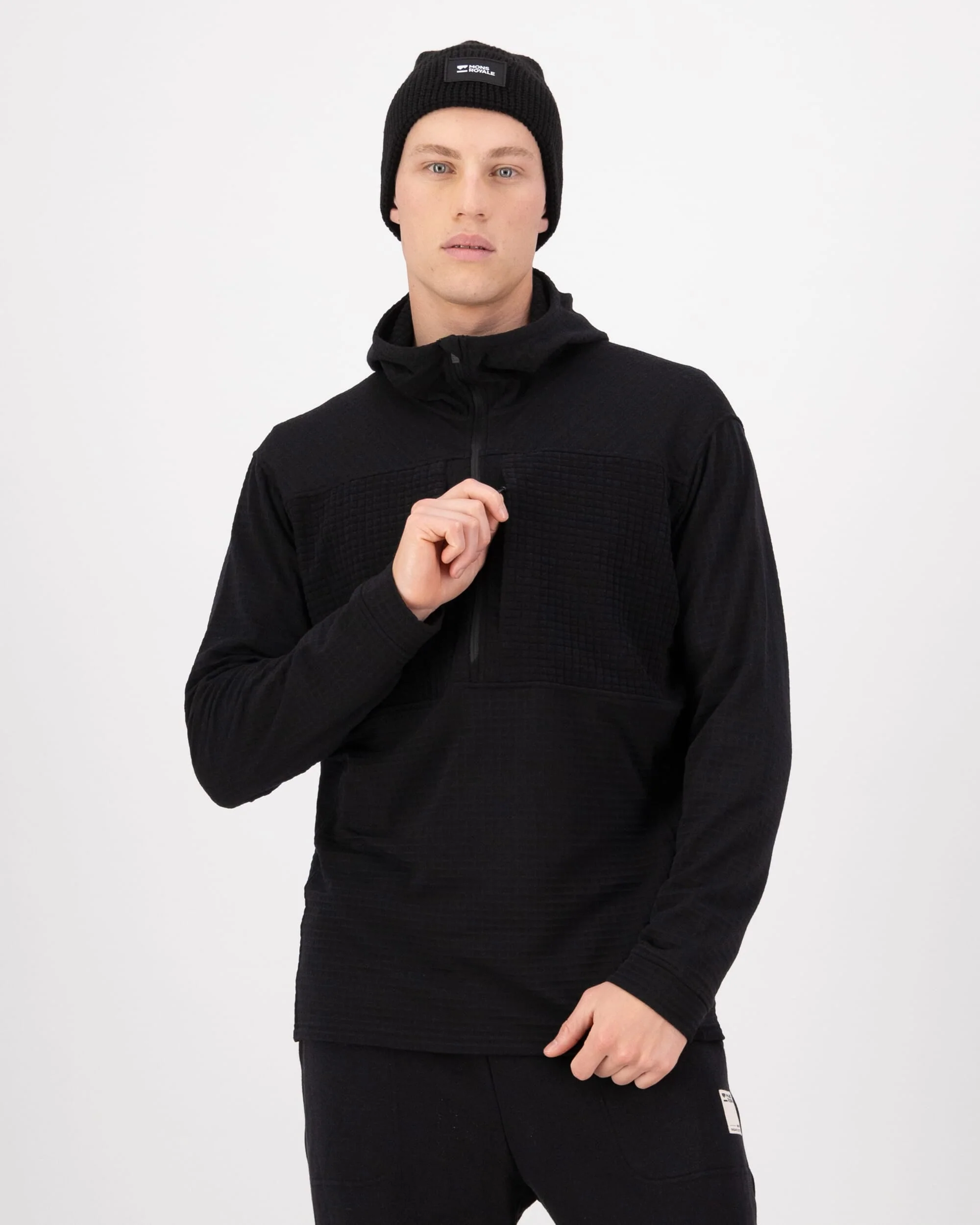Offgrid Merino Fleece 1/2 Zip Long Sleeve - Black | Men's Mid Layer - Image 3