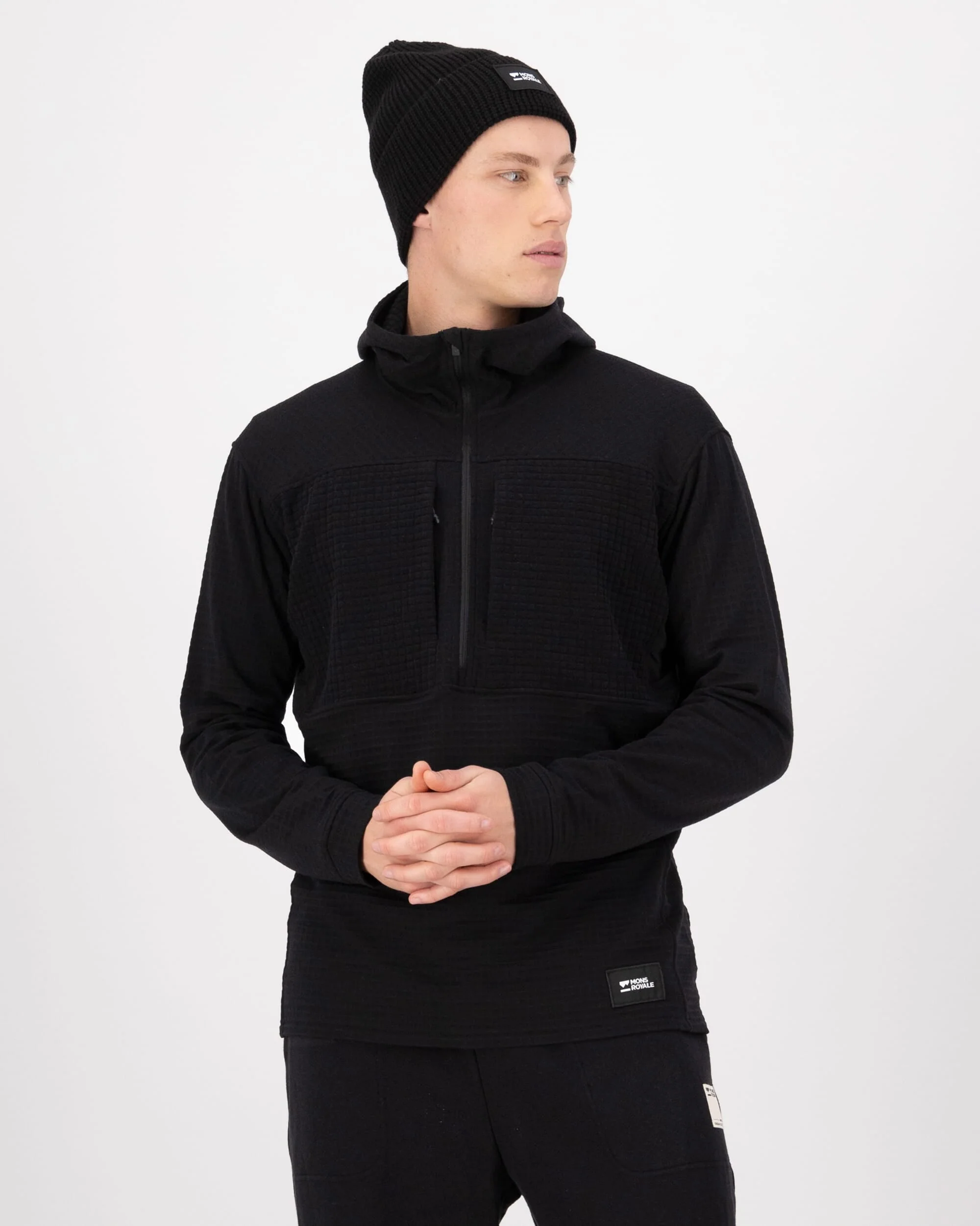 Offgrid Merino Fleece 1/2 Zip Long Sleeve - Black | Men's Mid Layer - Image 4