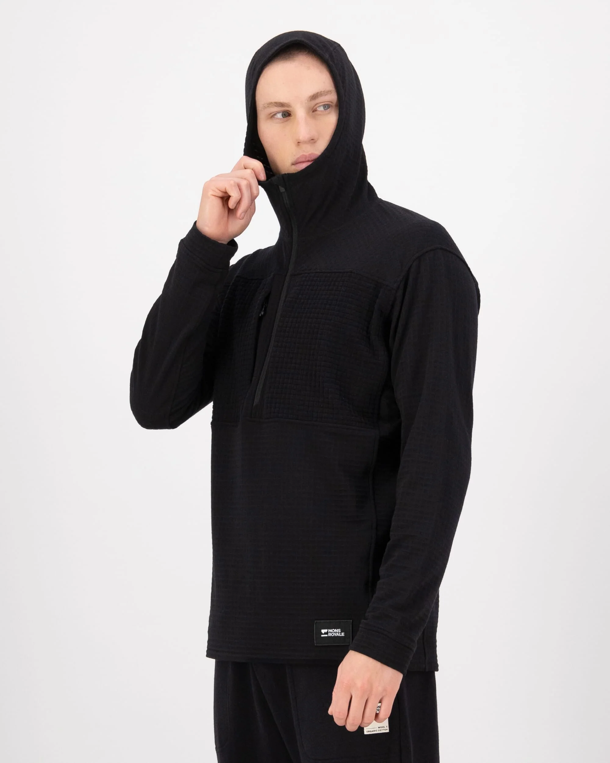 Offgrid Merino Fleece 1/2 Zip Long Sleeve - Black | Men's Mid Layer - Image 5