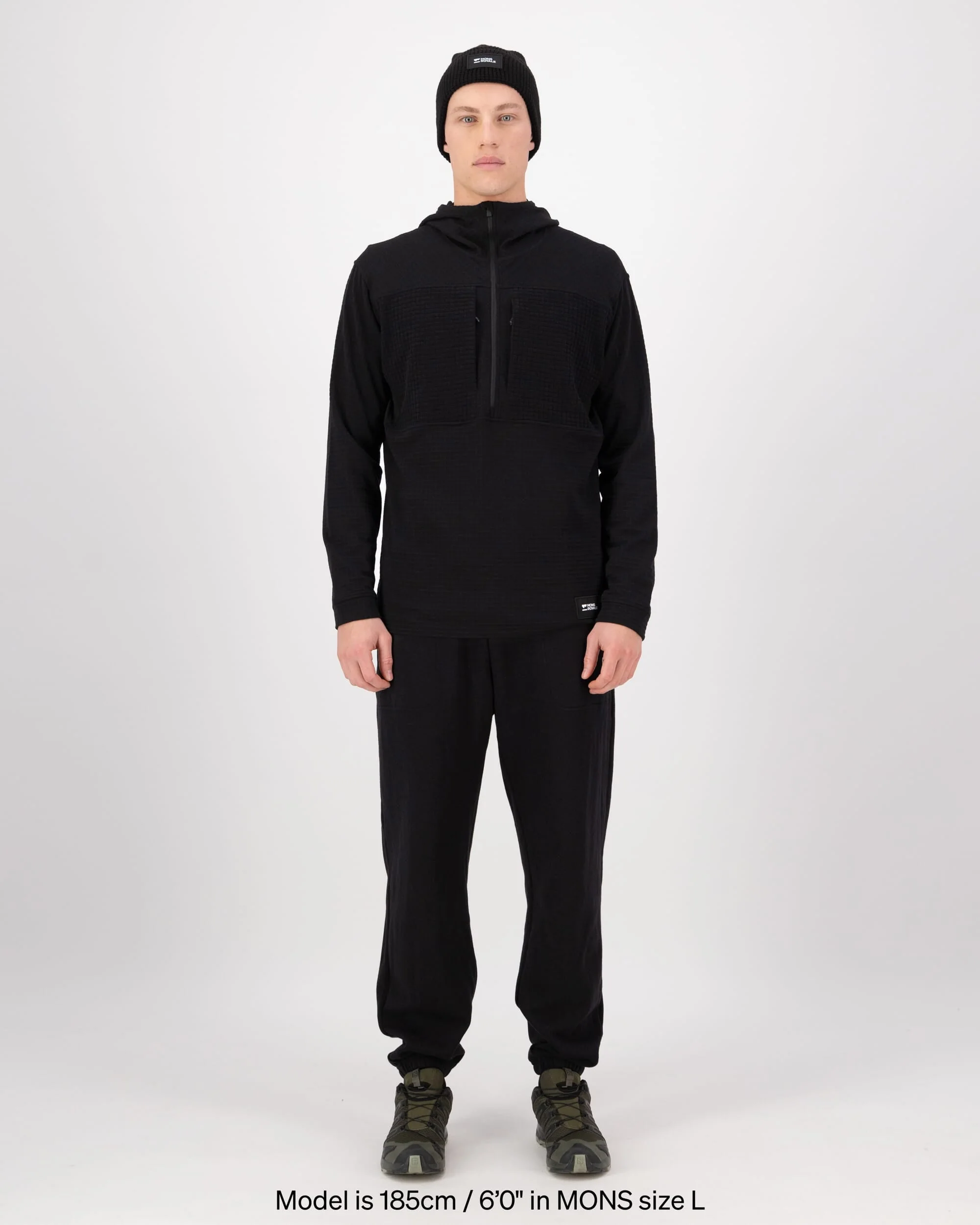 Offgrid Merino Fleece 1/2 Zip Long Sleeve - Black | Men's Mid Layer - Image 6