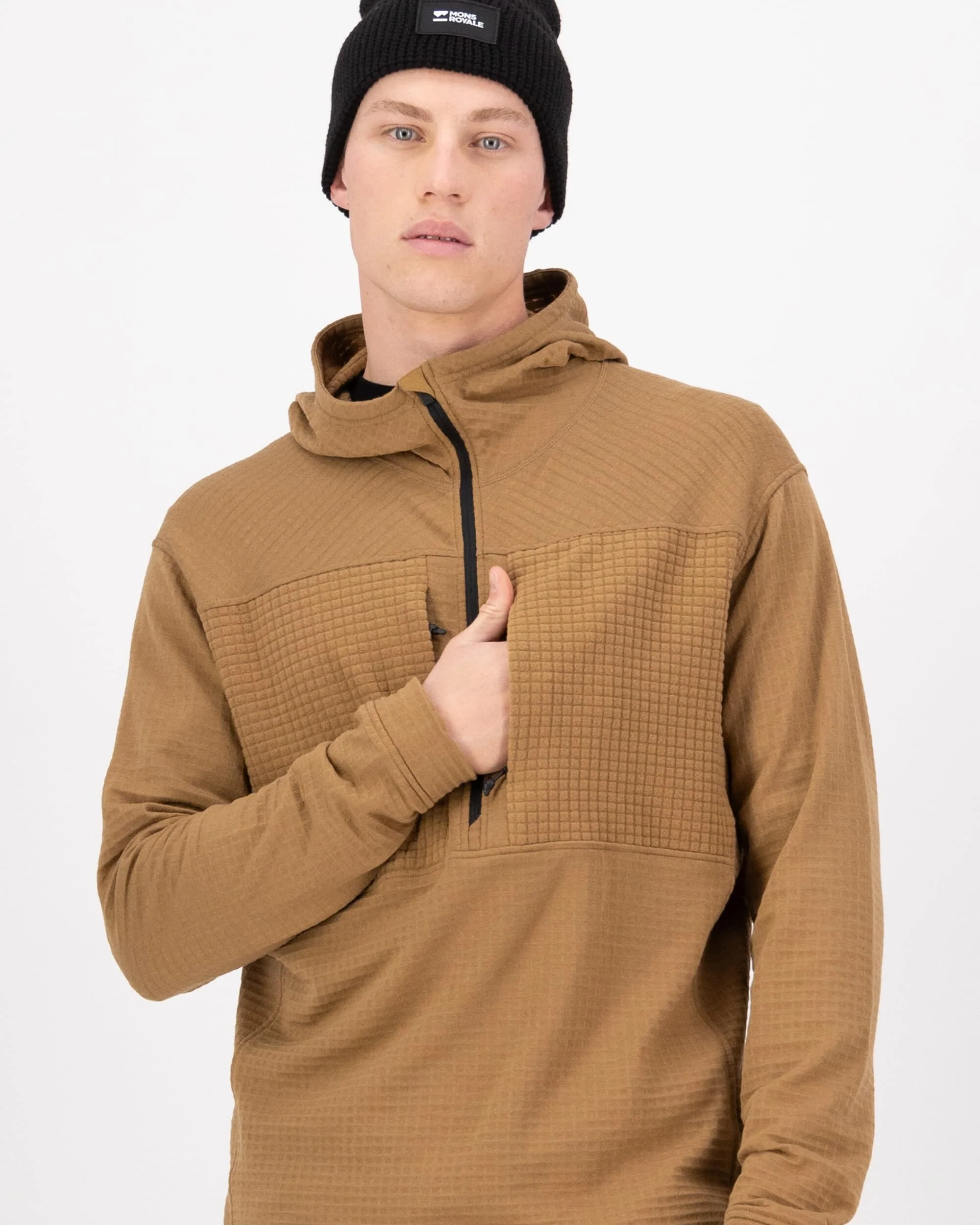 Offgrid Merino Fleece 1/2 Zip Long Sleeve - Toffee | Men's Mid Layer - Image 3