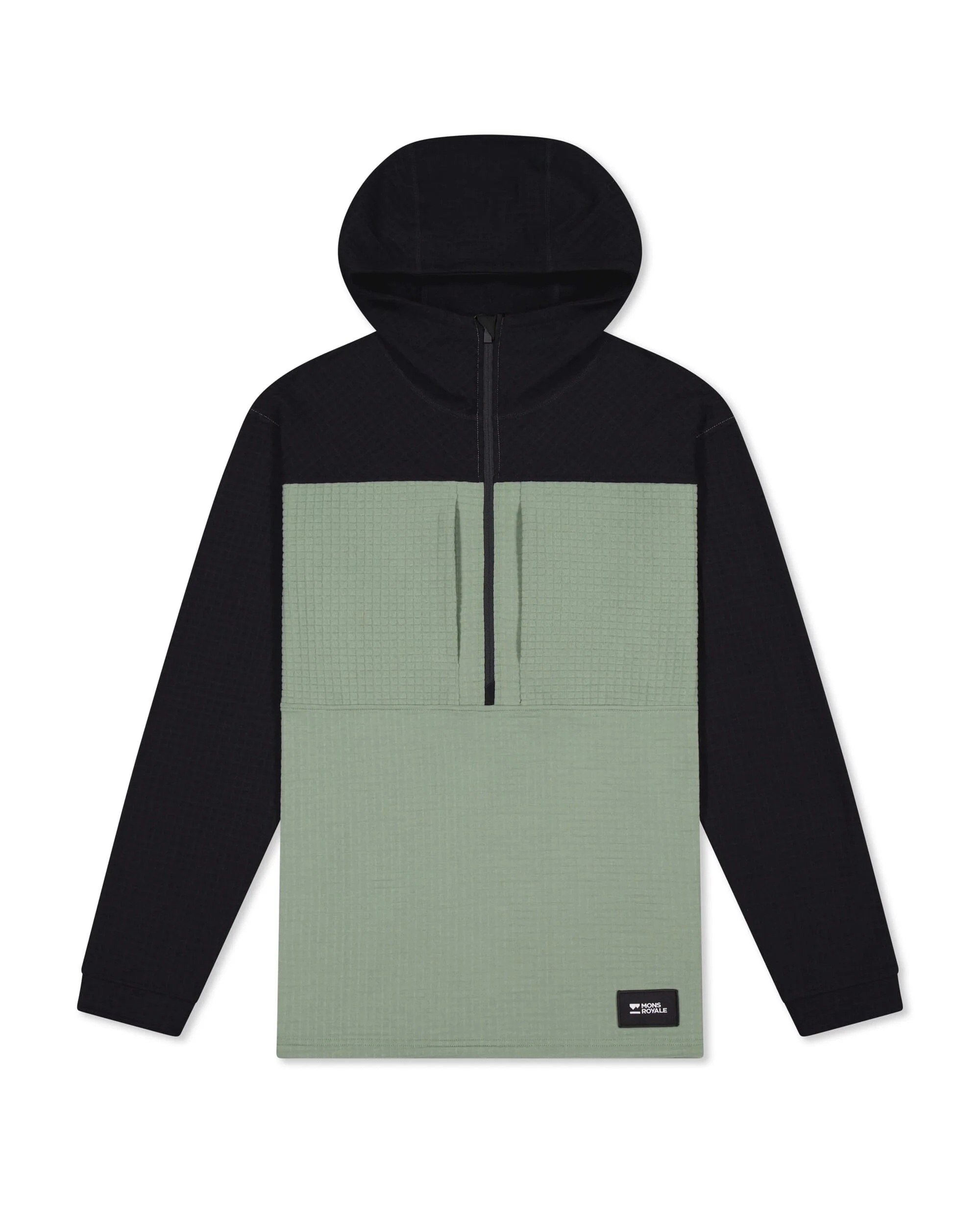 Offgrid Merino Fleece 1/2 Zip Long Sleeve - Willow / Black | Men's Mid Layer - Image 6