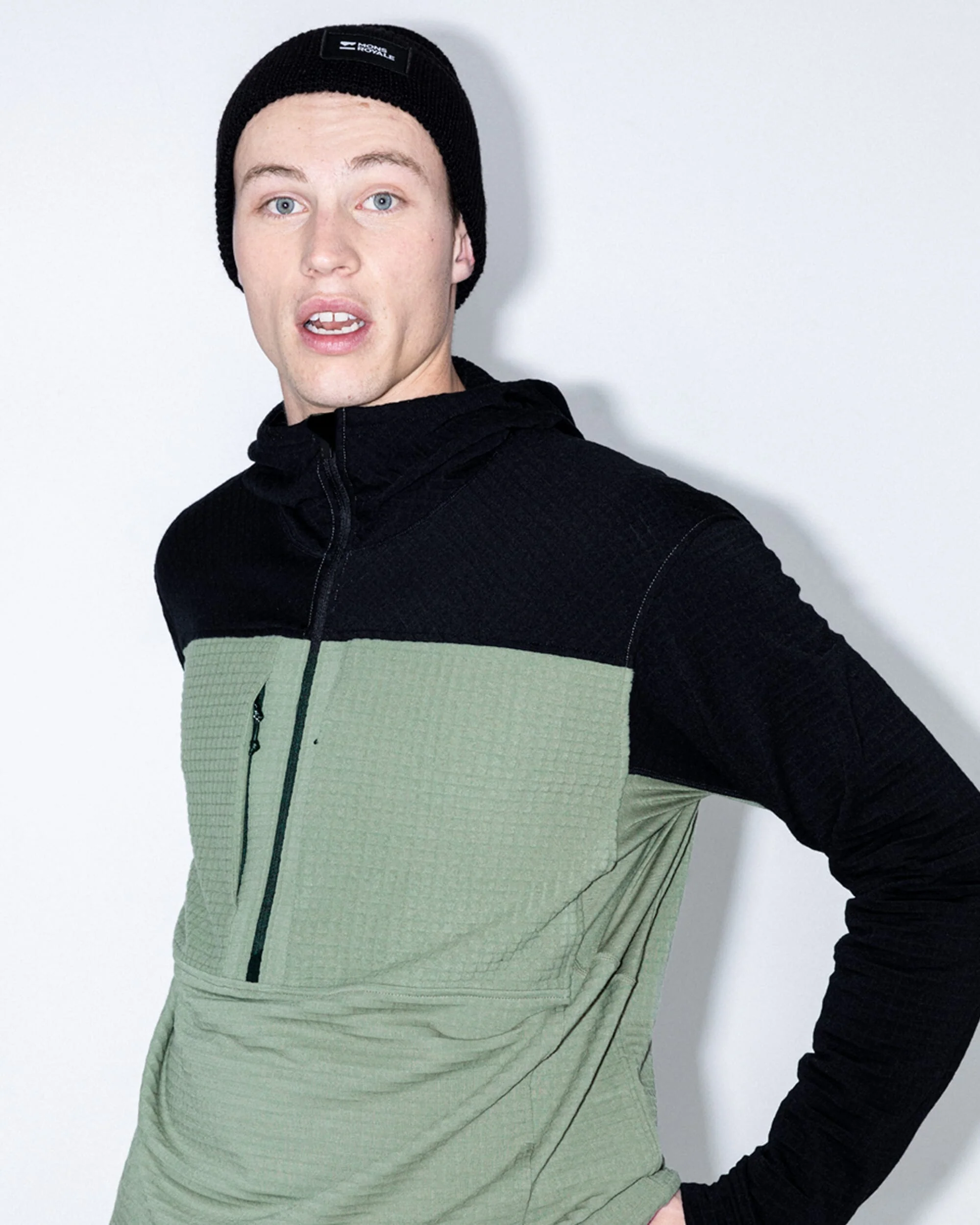 Offgrid Merino Fleece 1/2 Zip Long Sleeve - Willow / Black | Men's Mid Layer - Image 9