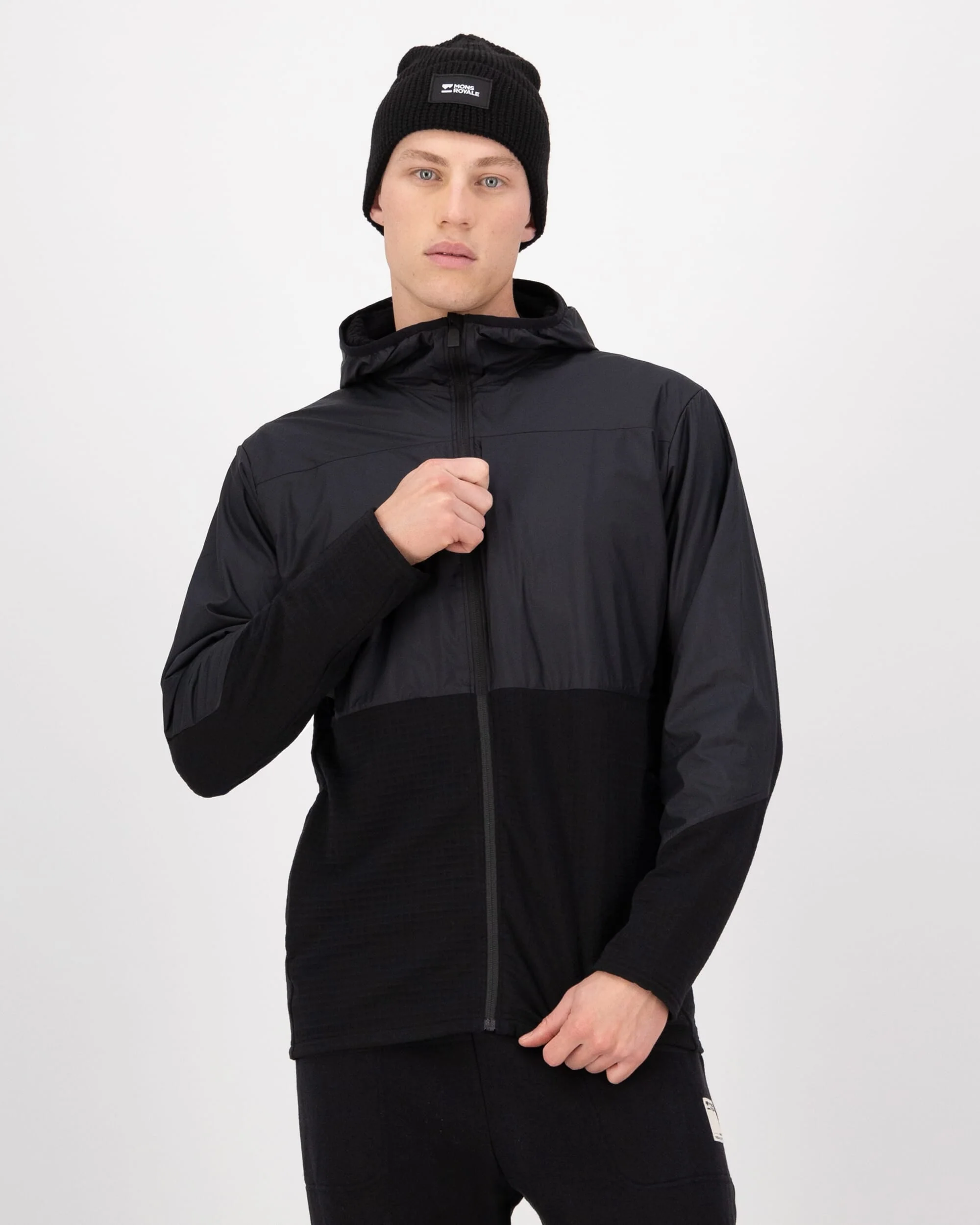 Offgrid Merino Fleece Wind Jacket - Black | Men's Mid Layer - Image 3