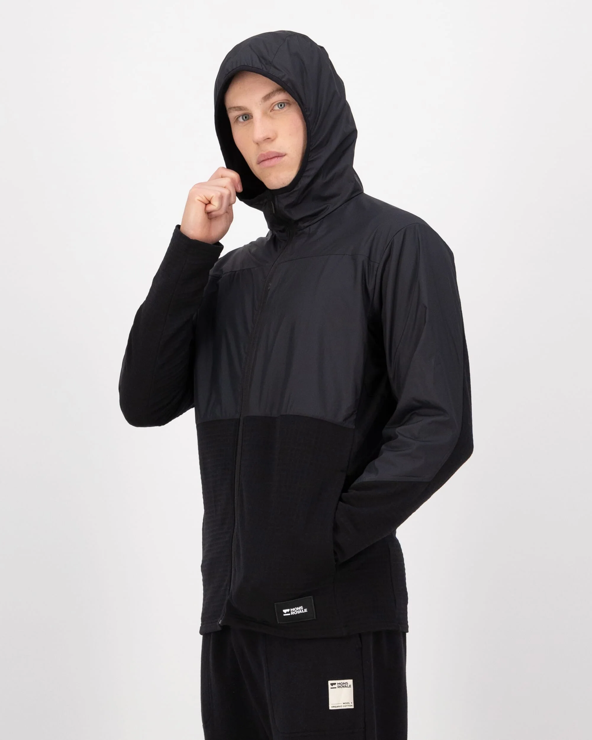 Offgrid Merino Fleece Wind Jacket - Black | Men's Mid Layer - Image 4