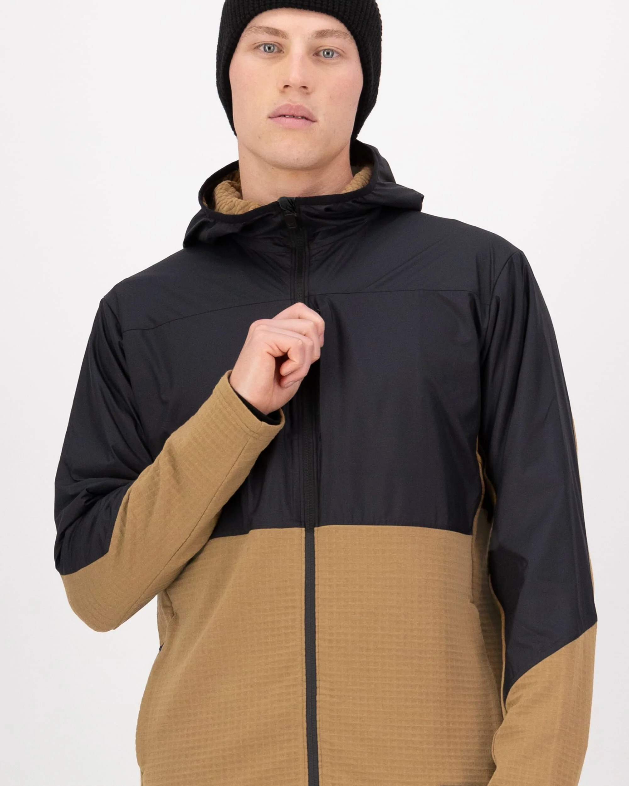 Offgrid Merino Fleece Wind Jacket - Black / Toffee | Men's Mid Layer - Image 3