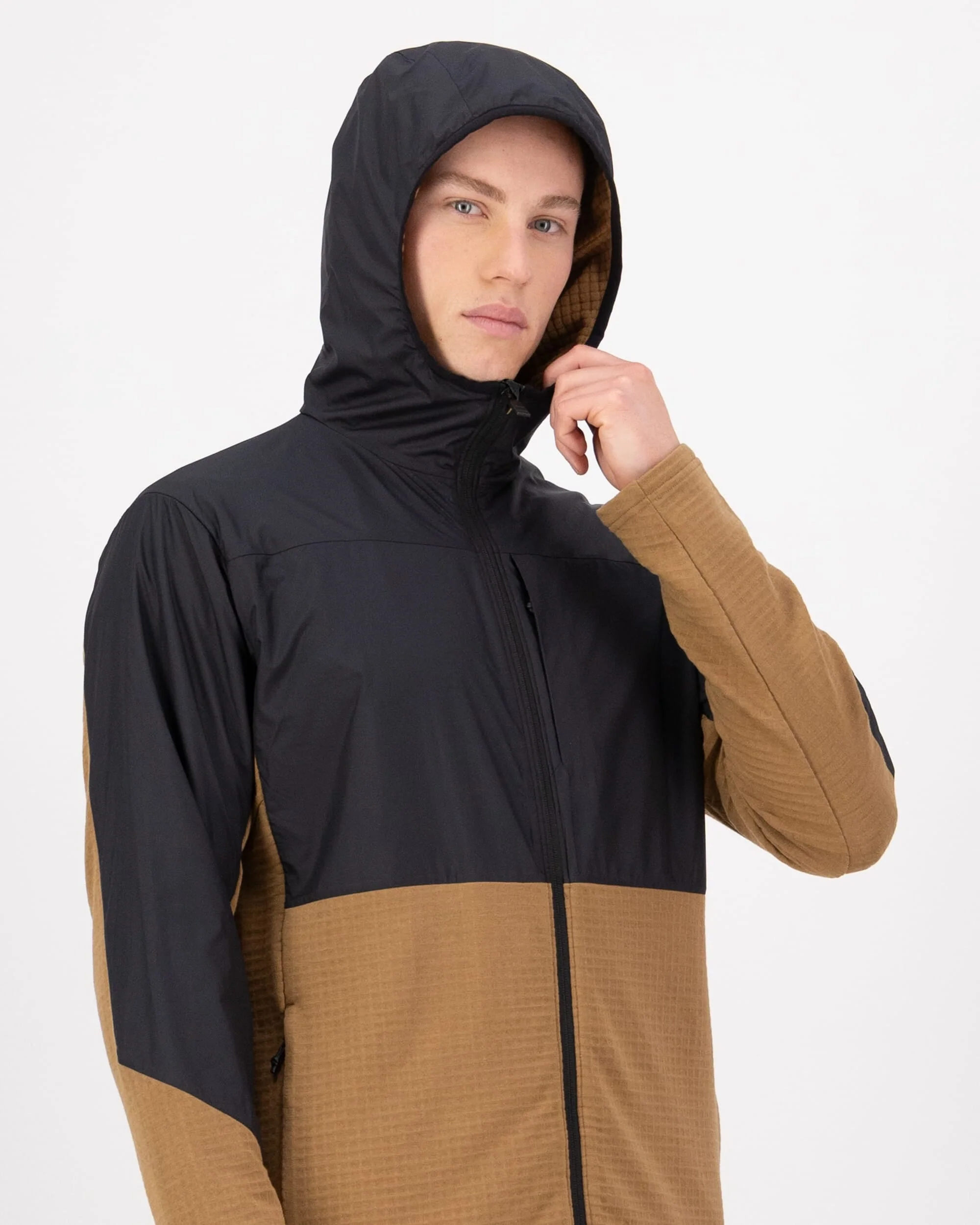 Offgrid Merino Fleece Wind Jacket - Black / Toffee | Men's Mid Layer - Image 4