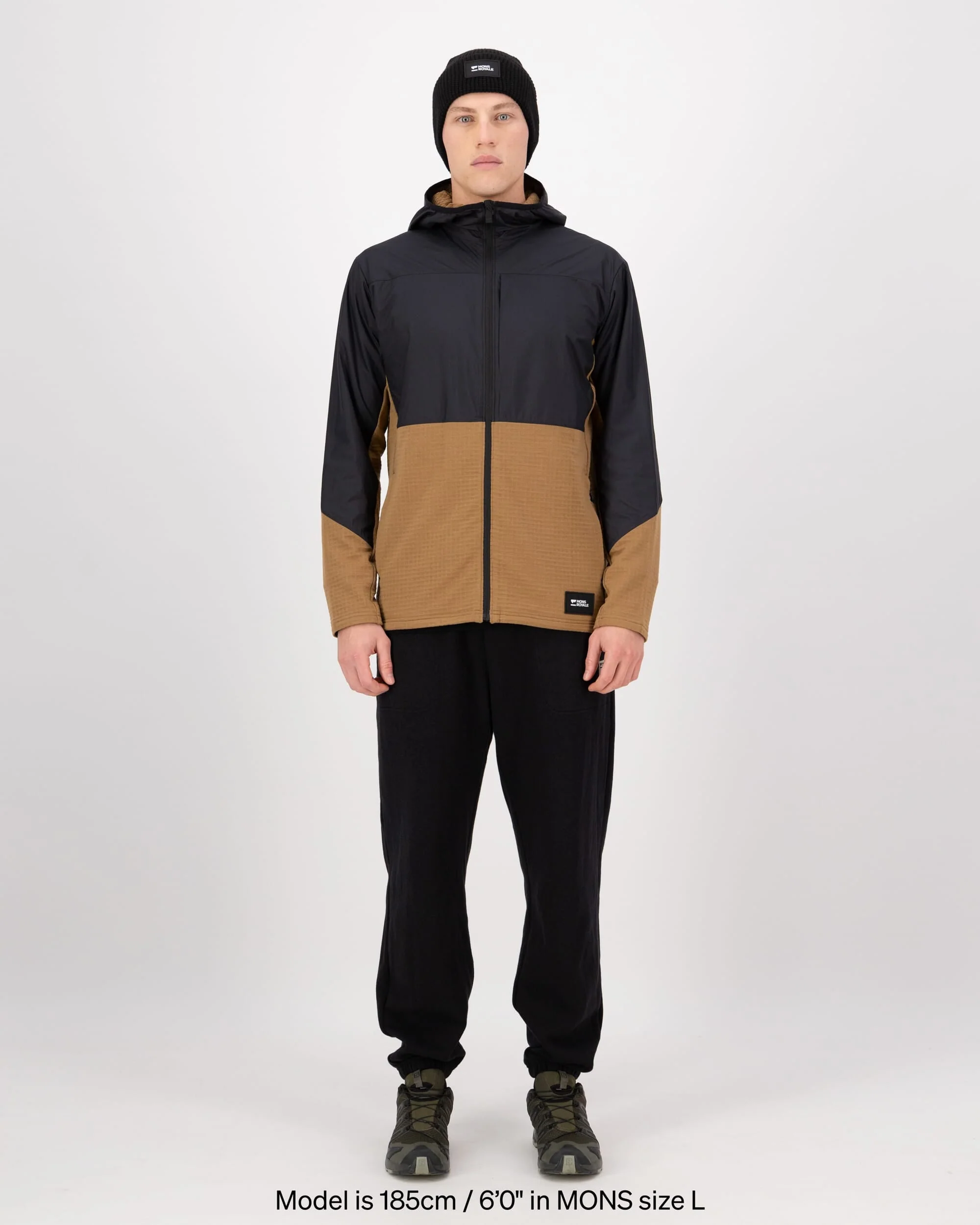 Offgrid Merino Fleece Wind Jacket - Black / Toffee | Men's Mid Layer - Image 5