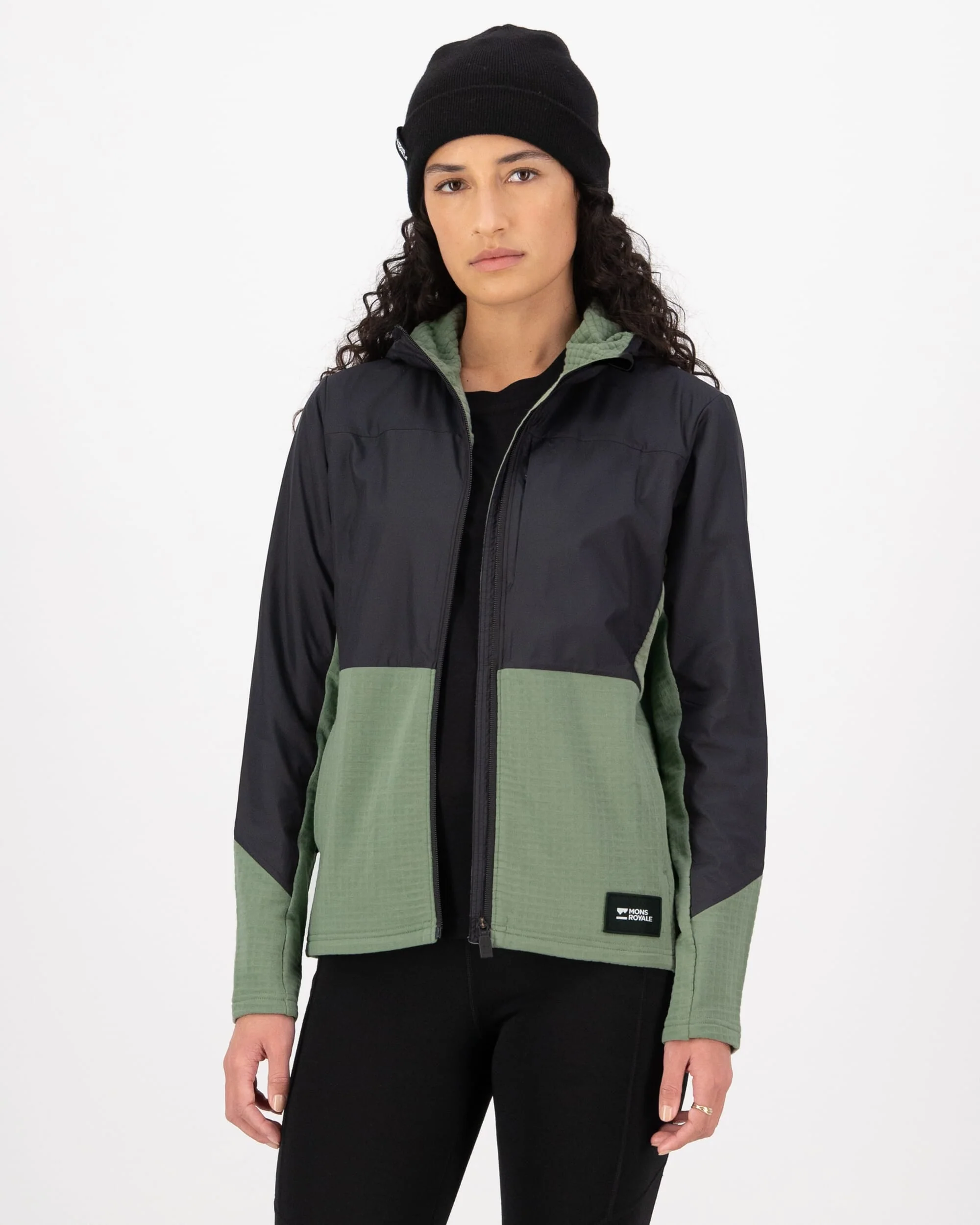 Offgrid Merino Fleece Wind Jacket - Willow / Black | Women's Mid Layer - Image 3