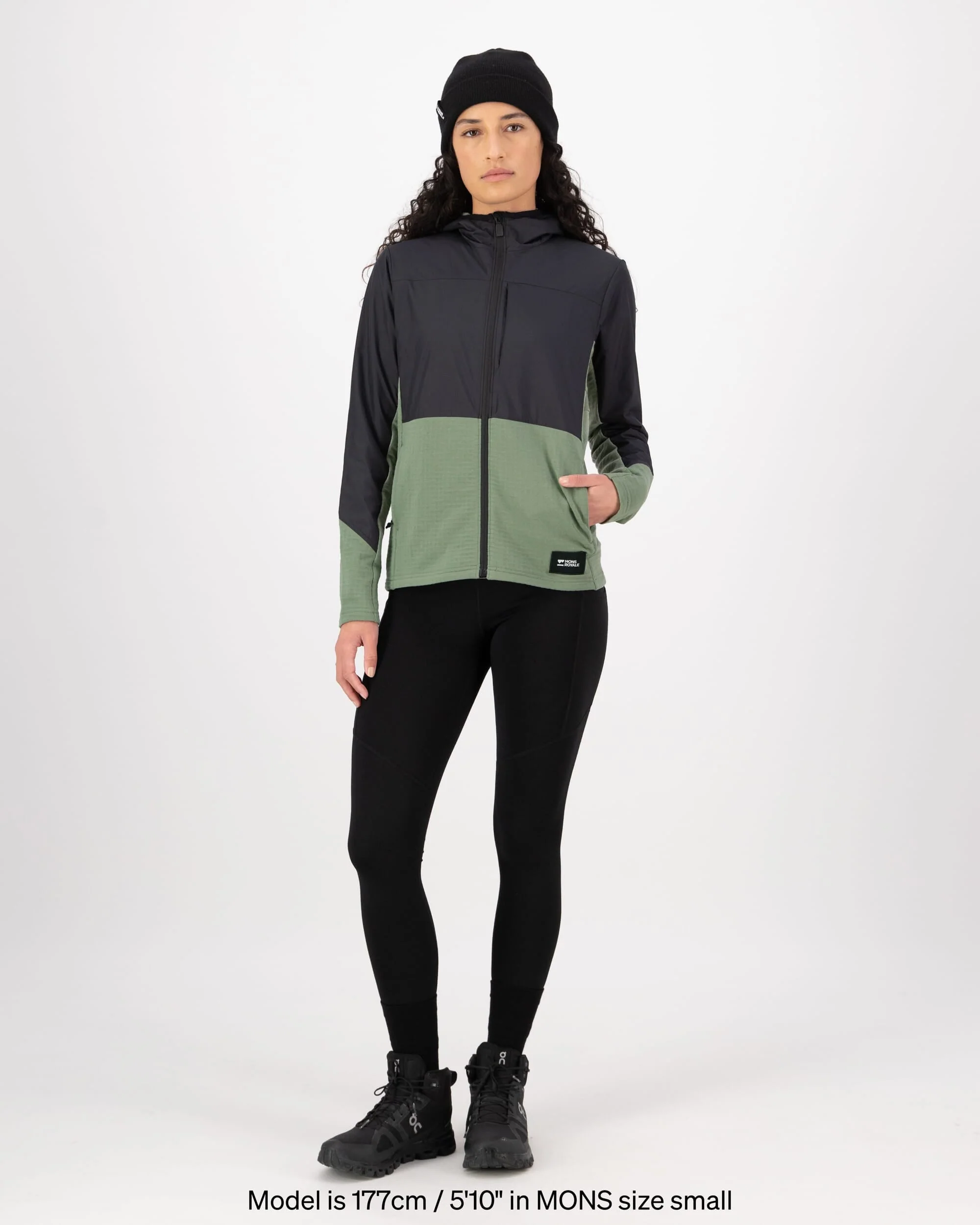 Offgrid Merino Fleece Wind Jacket - Willow / Black | Women's Mid Layer - Image 6