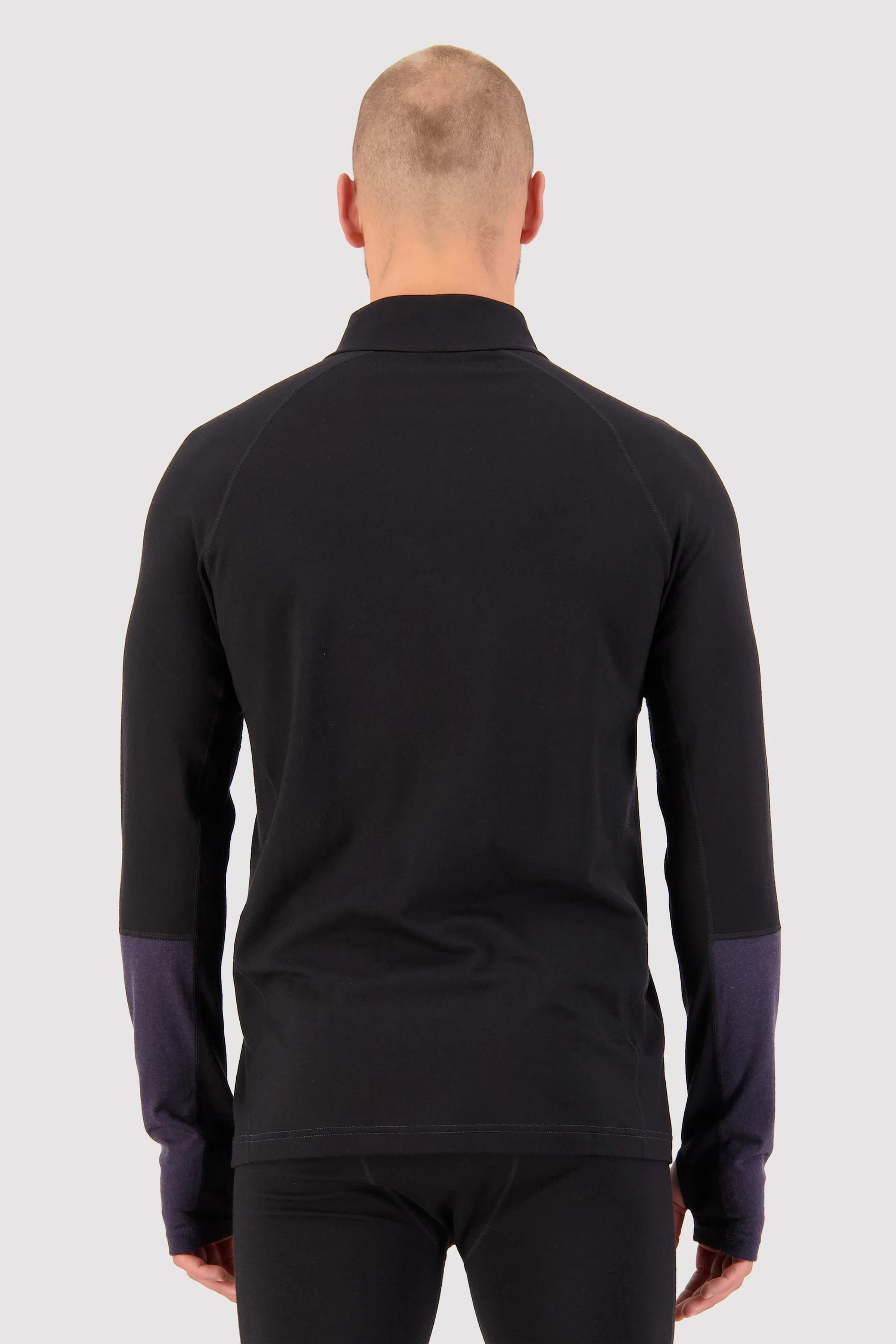 Olympus Merino Base Layer 1/2 Zip Long Sleeve - Black / 9 Iron | Men's Long Sleeve Top - Image 3