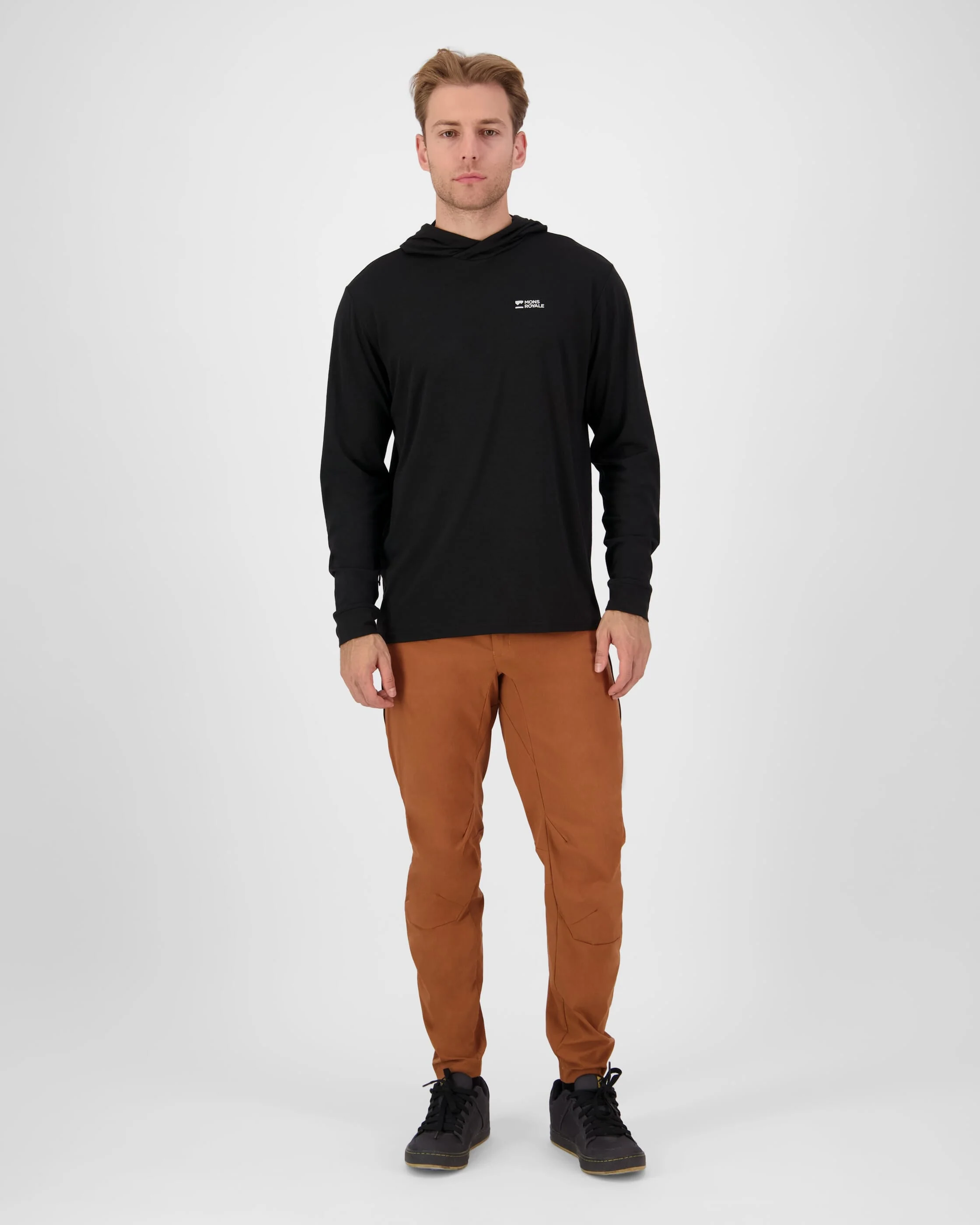 Pivot Merino Long Sleeve Hood - Black | Men's Long Sleeve Top - Image 3