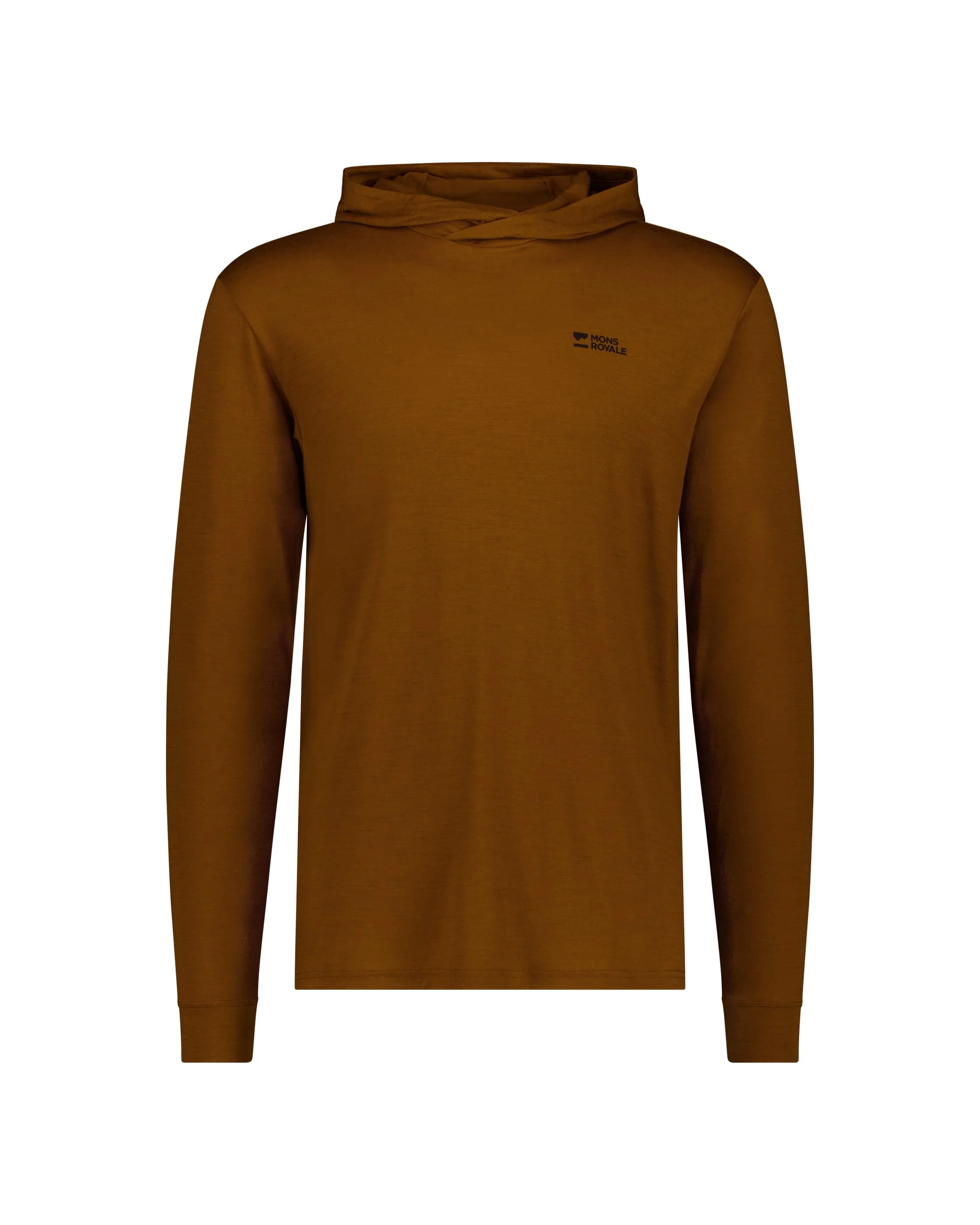 Pivot Merino Long Sleeve Hood - Caramel | Men's Long Sleeve Top - Image 4