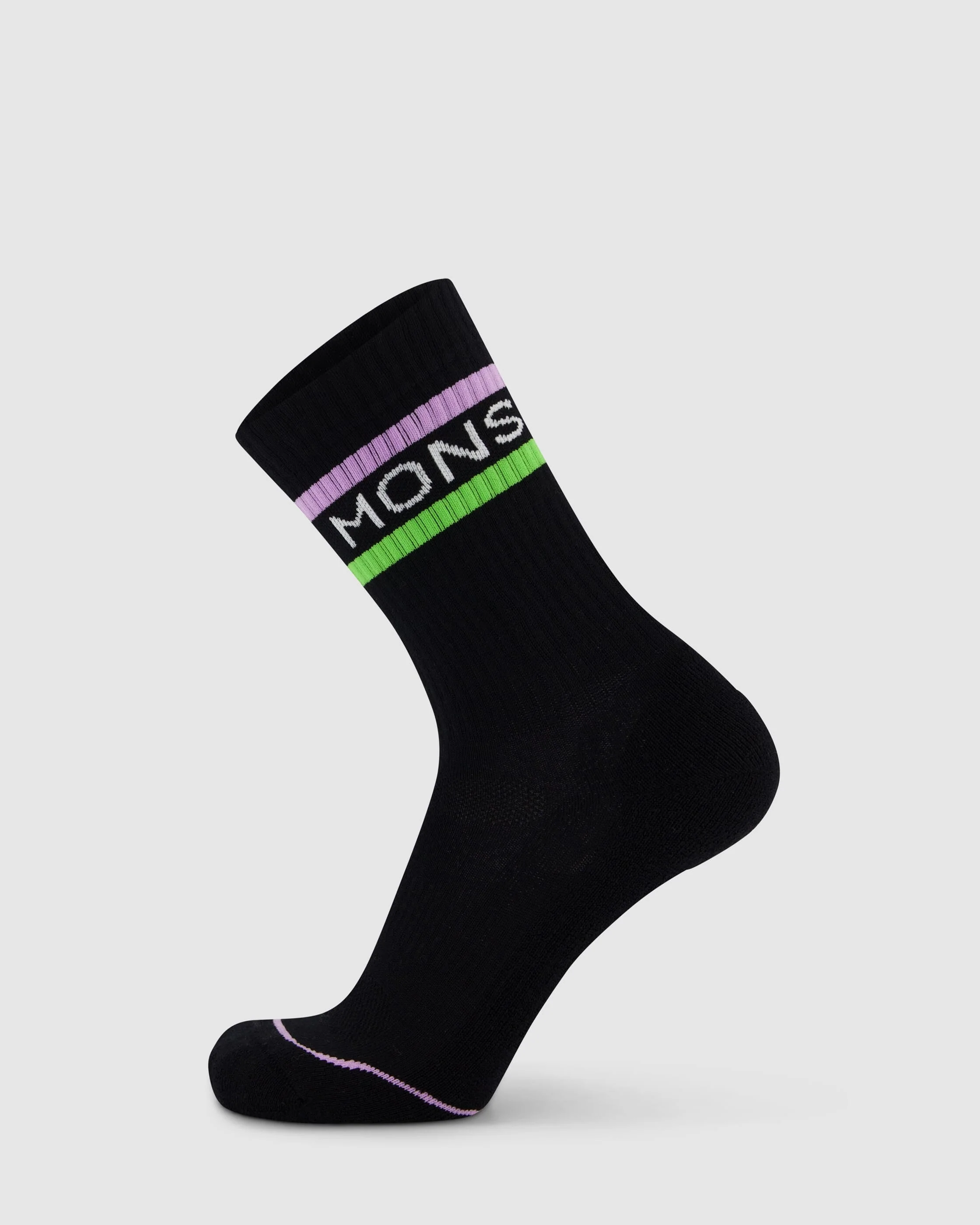 Signature Merino Crew Sock - Black / Lime / Pastel Purple | Unisex Socks