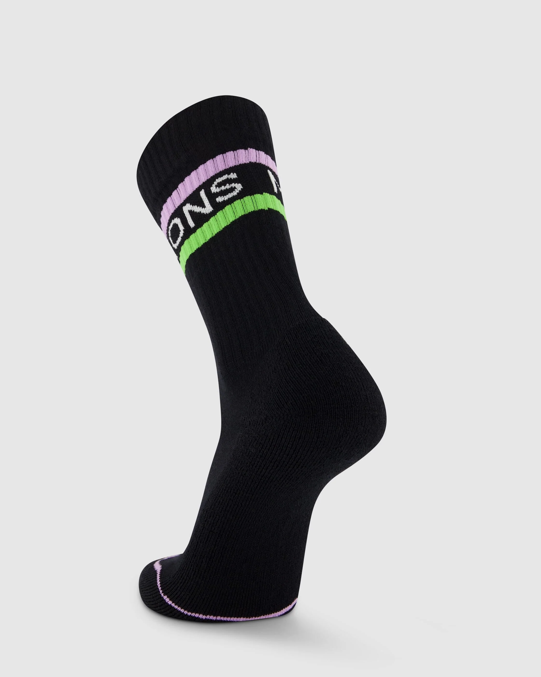Signature Merino Crew Sock - Black / Lime / Pastel Purple | Unisex Socks - Image 2