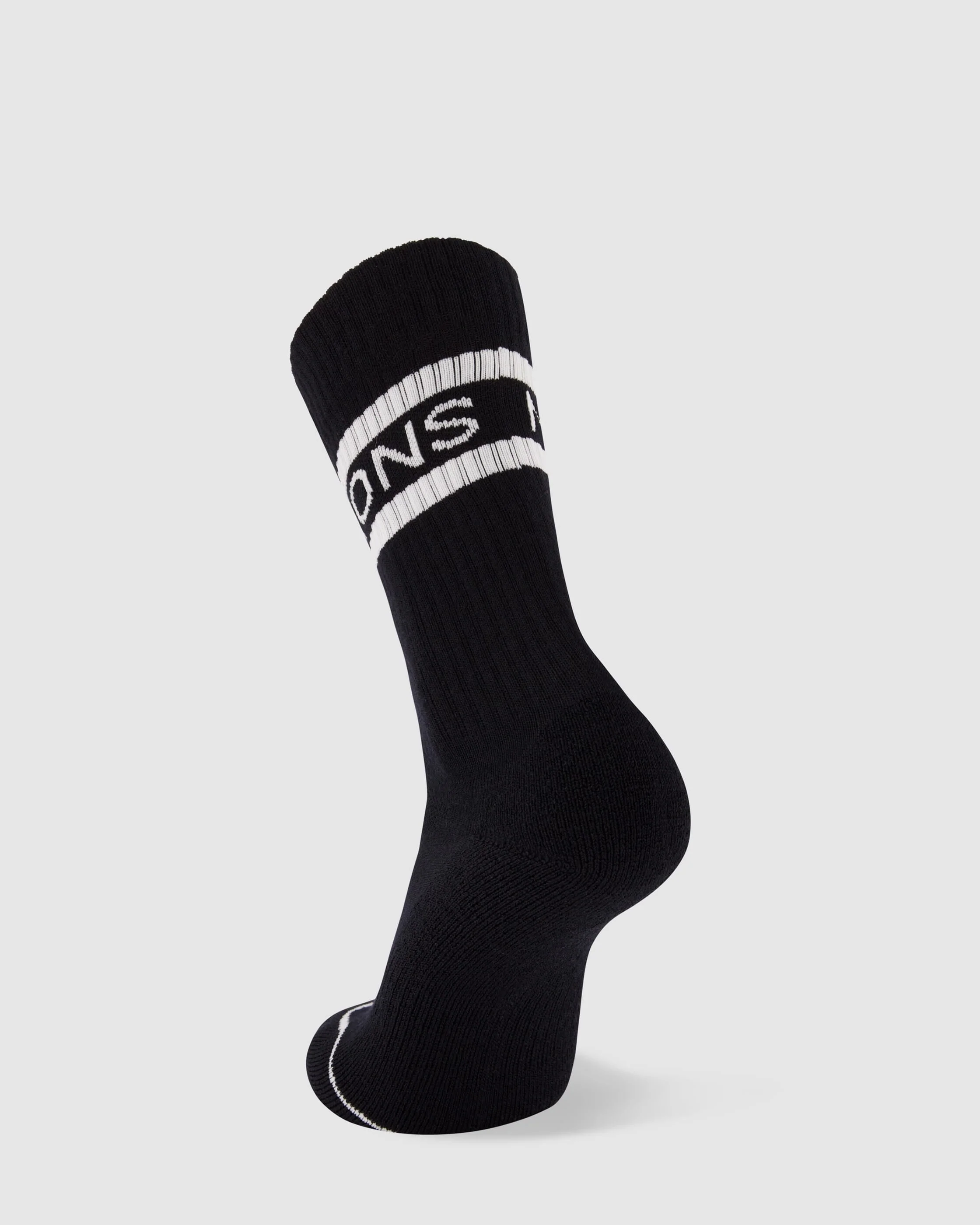 Signature Merino Crew Sock - Black / White | Unisex Socks - Image 2