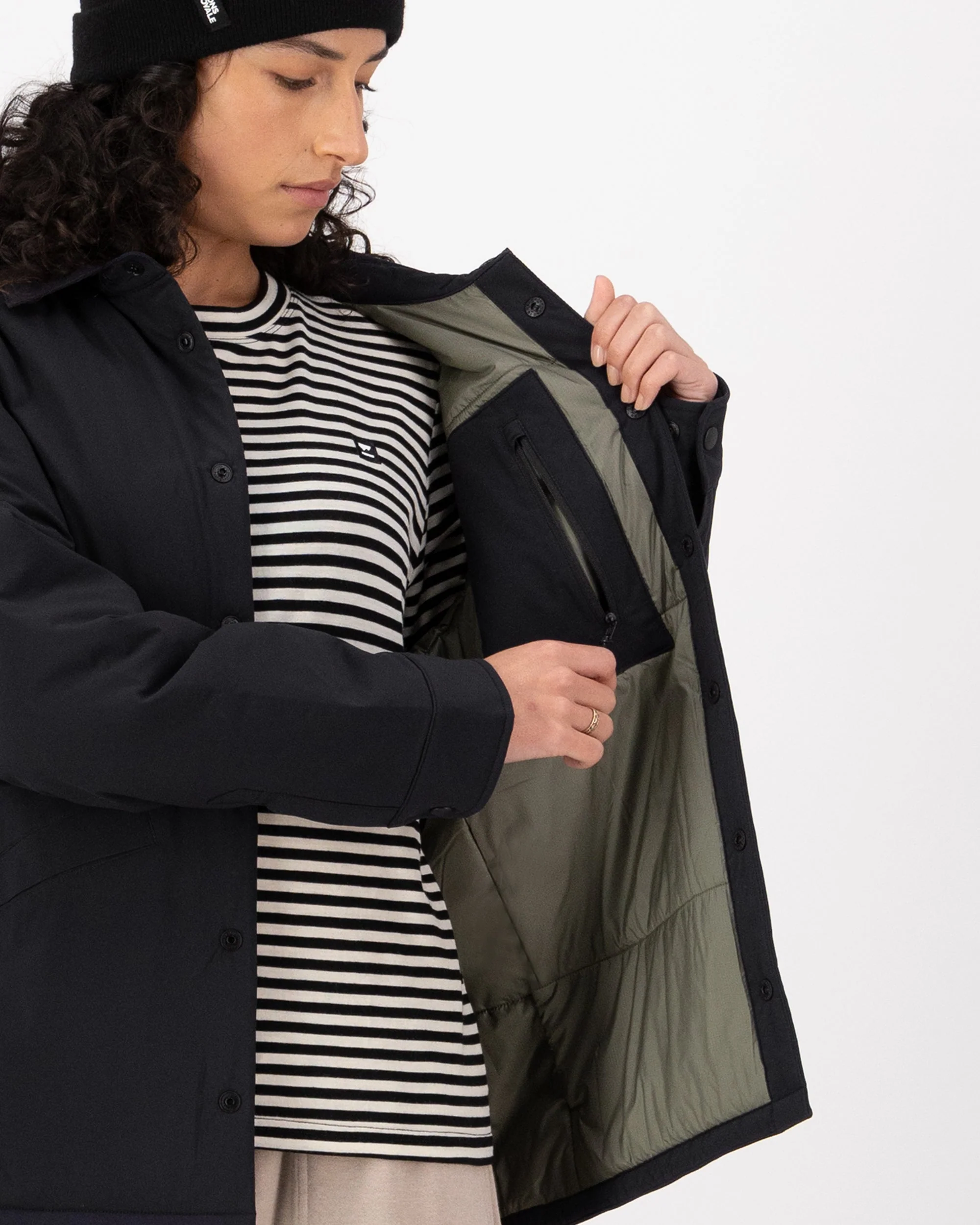 Stacker Merino Insulated Jacket - Black / Basil | Unisex Insulation - Image 4