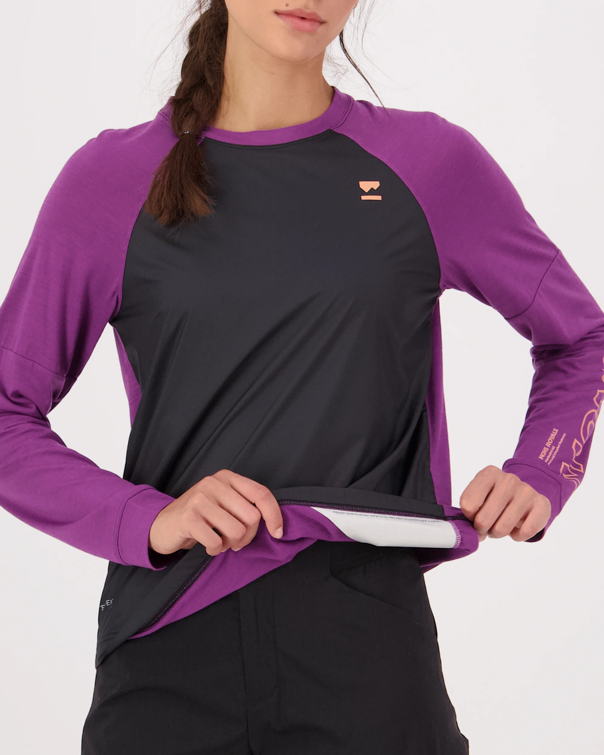 Tarn Merino Bike Wind Jersey - Black / Ultraviolet - Image 3