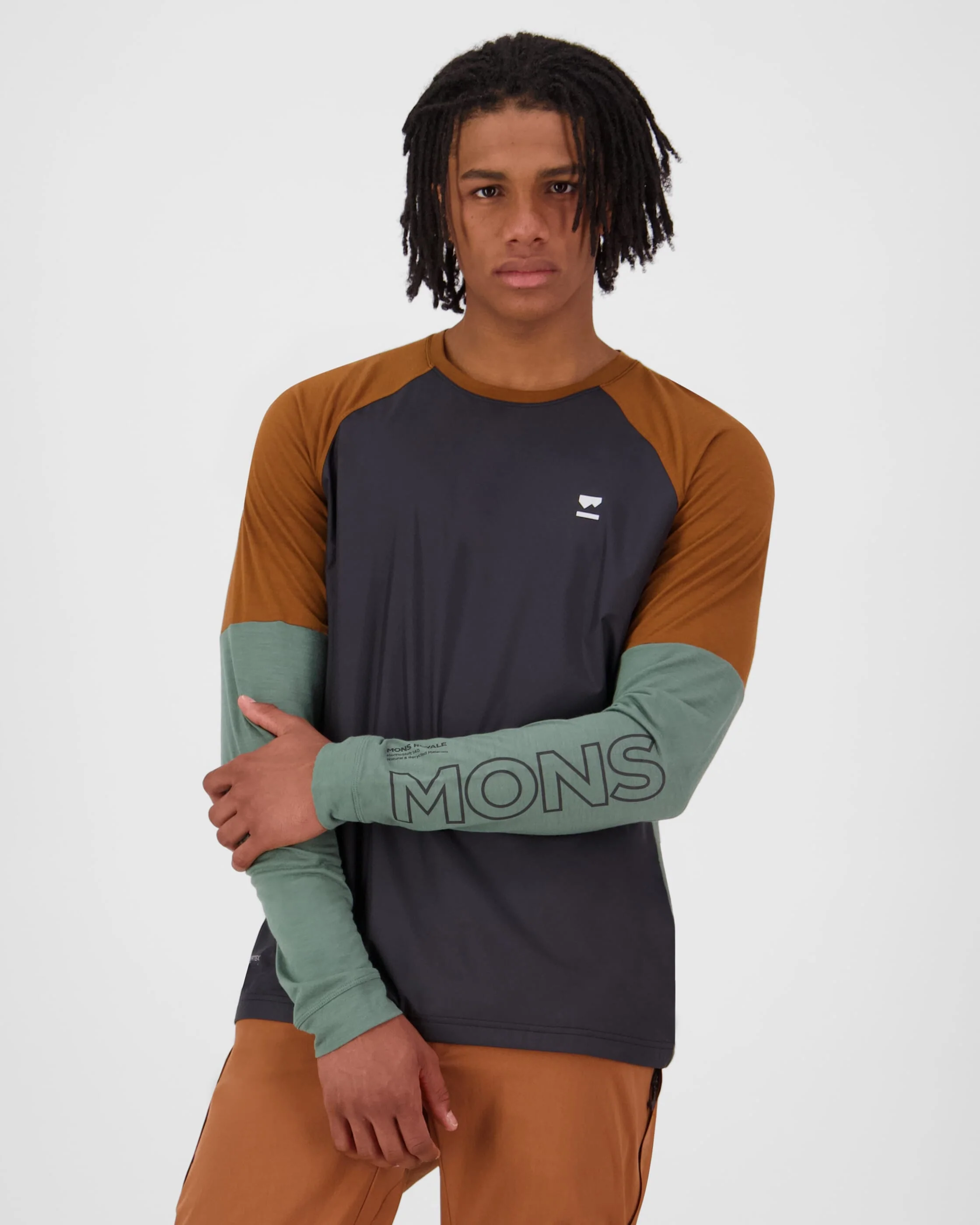 Tarn Merino Bike Wind Jersey - Cypress / Caramel / Black | Men's Bike Jersey - Image 3
