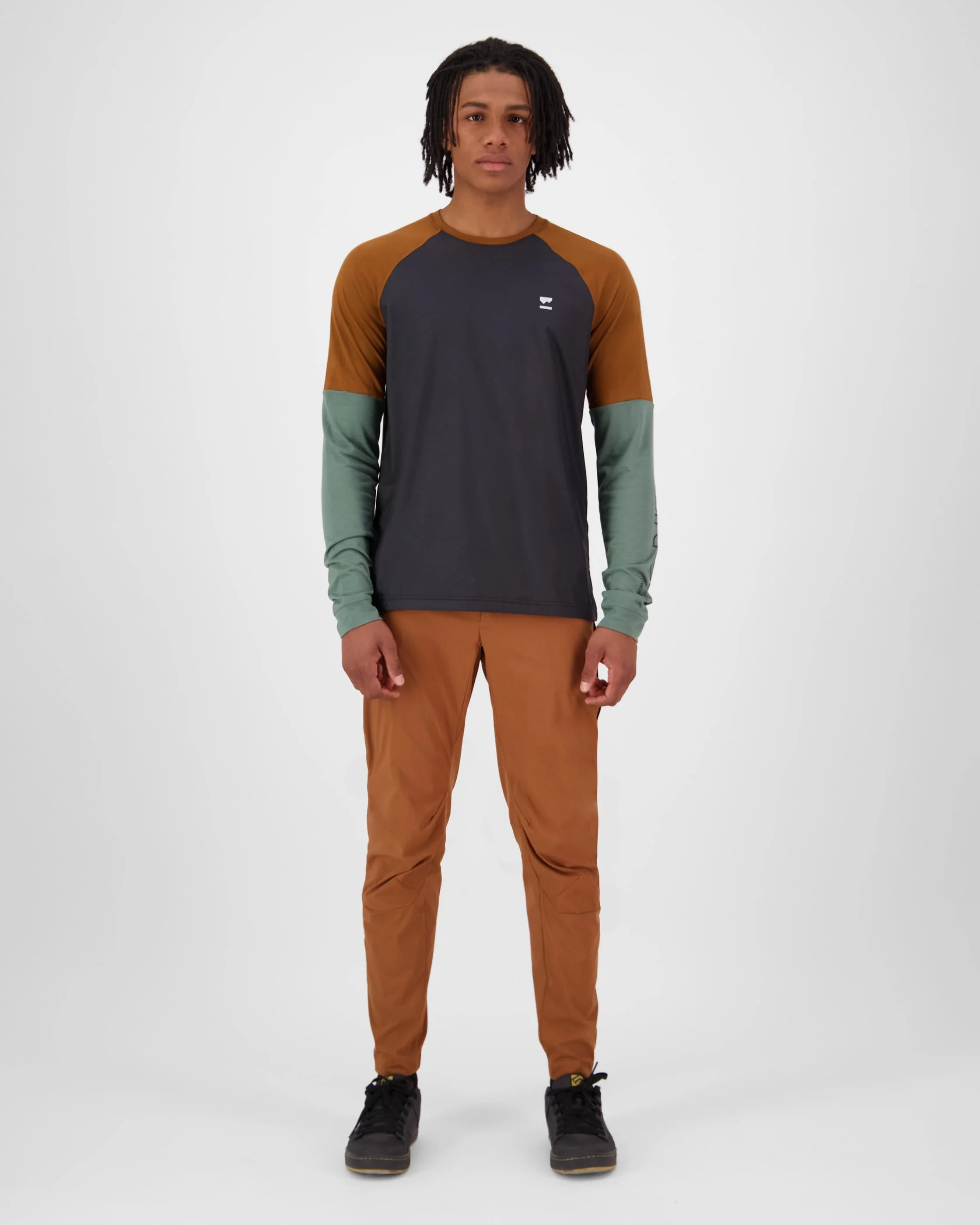 Tarn Merino Bike Wind Jersey - Cypress / Caramel / Black | Men's Bike Jersey - Image 4