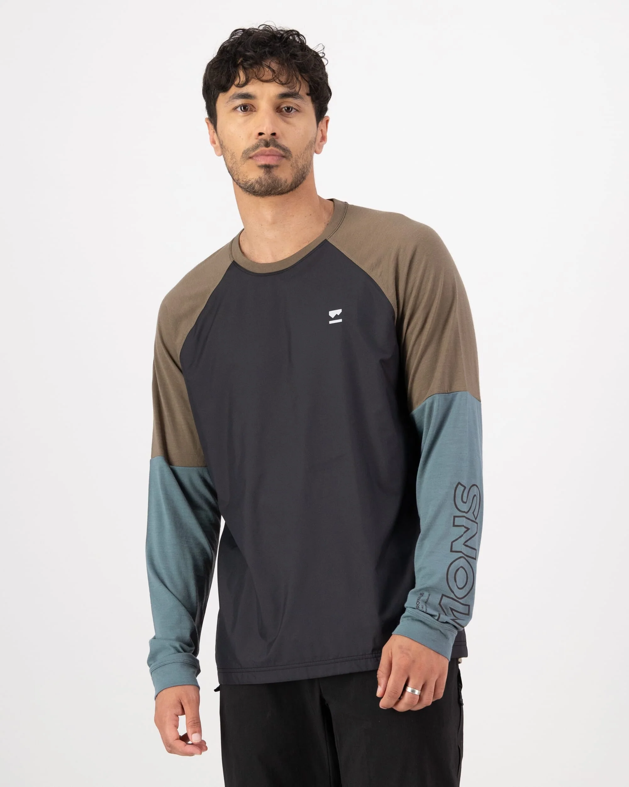 Tarn Merino Bike Wind Jersey - Goblin Blue / Walnut / Black | Men's Bike Jersey