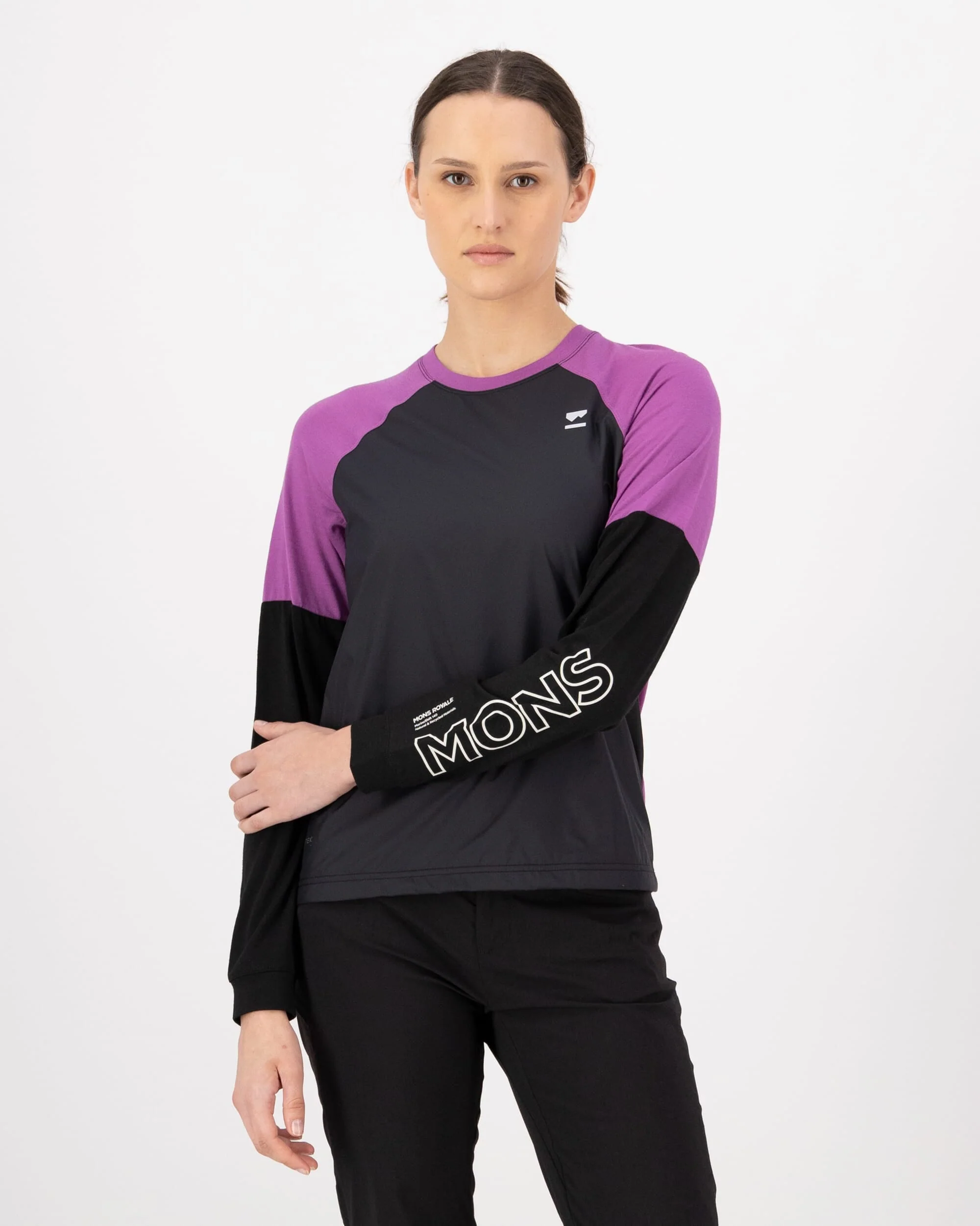 Tarn Merino Bike Wind Jersey - Purple Bolt / Black | Women's Bike Jersey - Image 3