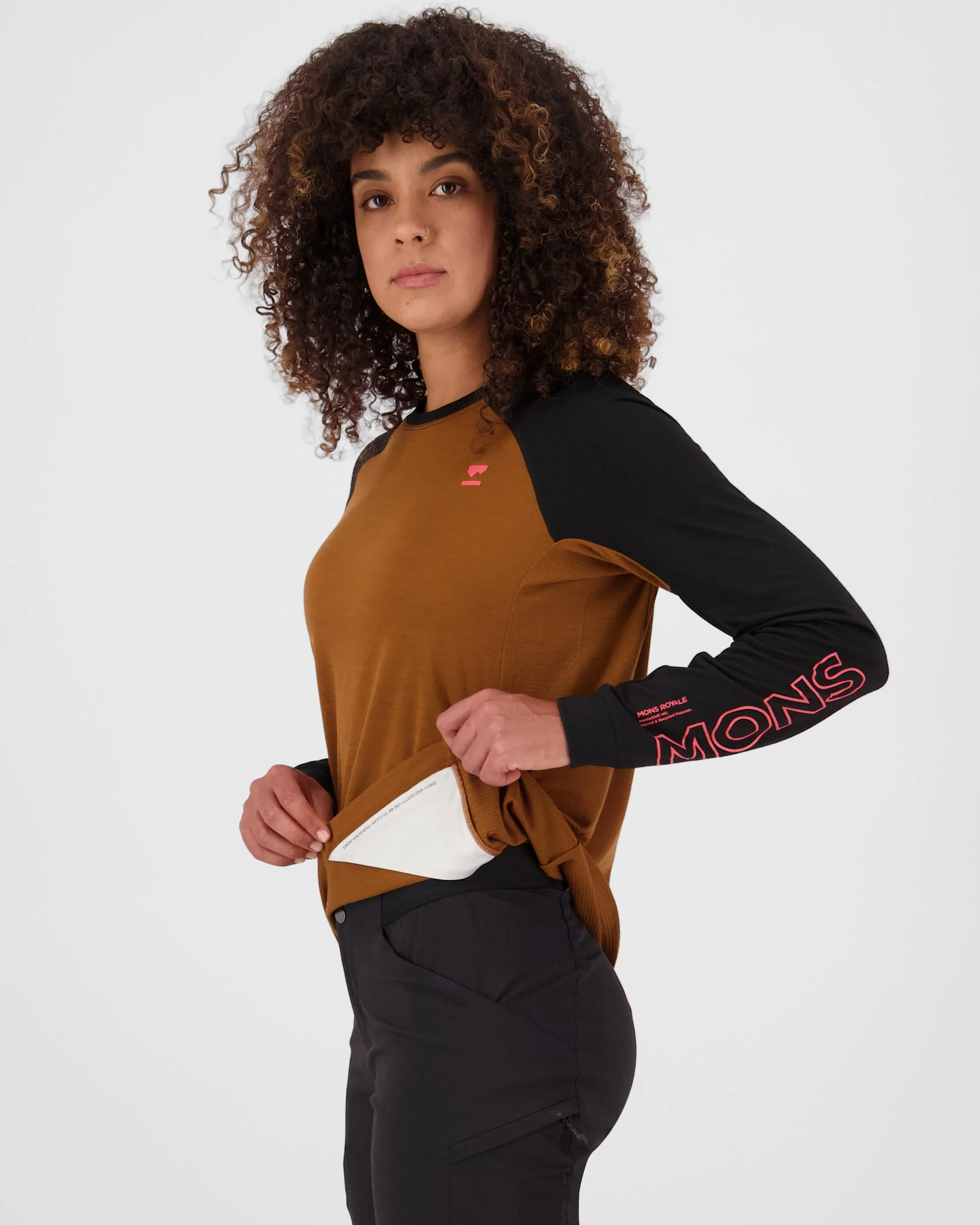 Tarn Merino Long Sleeve - Caramel / Black | Women's Bike Jersey - Image 3